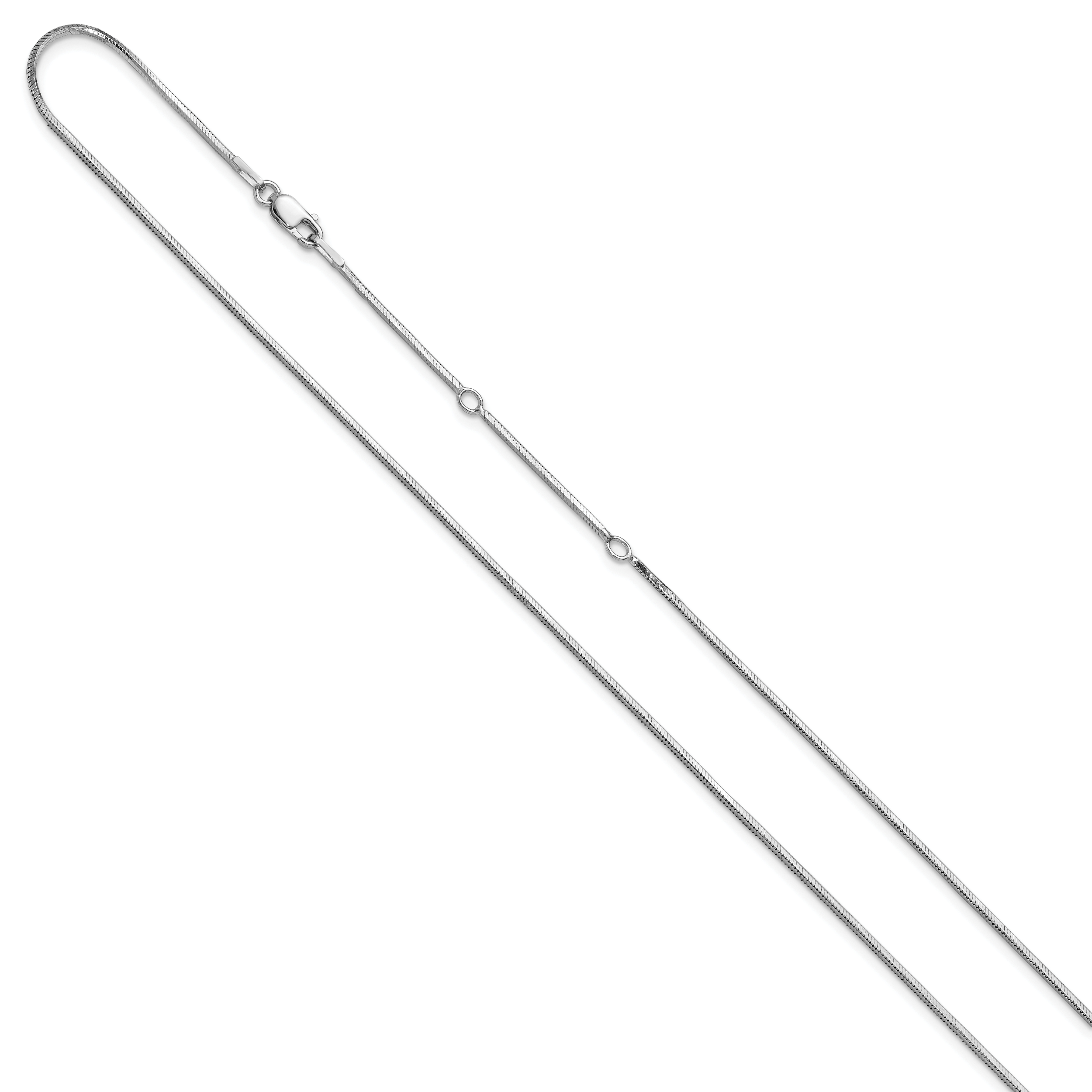 SS RH-plated 1.2mm D/C Square Snake 1in+1in Adjustable Chain