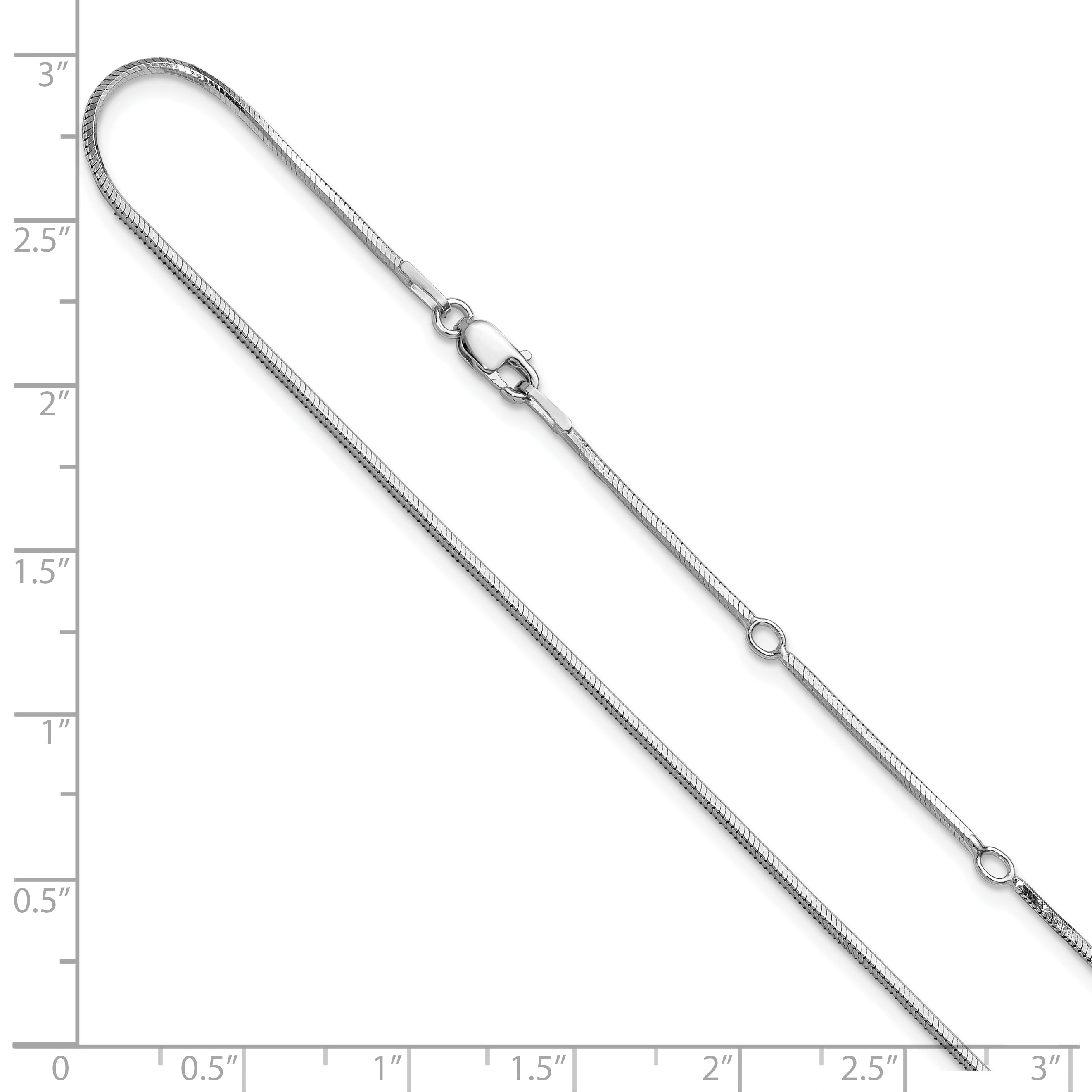 SS RH-plated 1.2mm D/C Square Snake 1in+1in Adjustable Chain