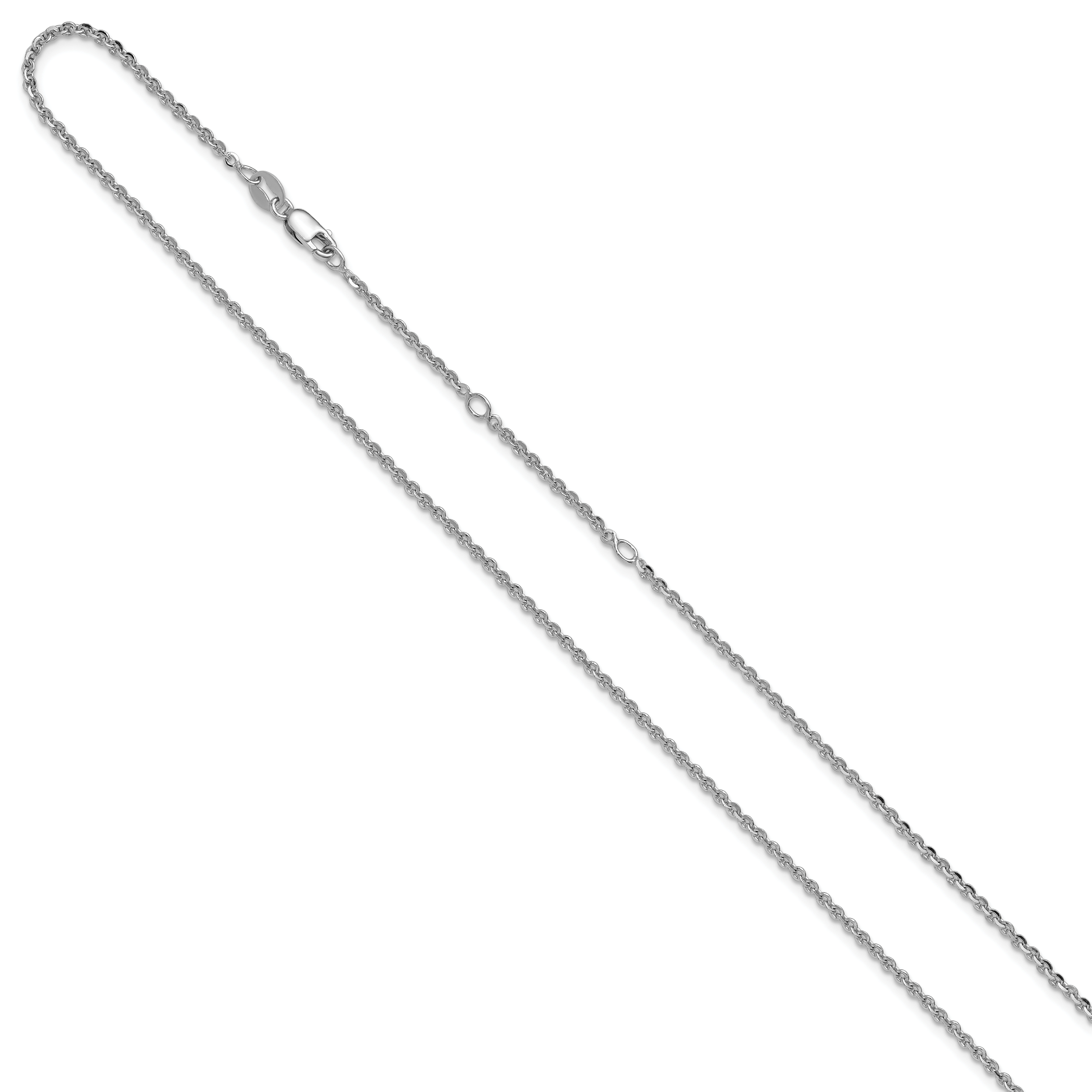 SS Rh-plate Polish/Dia-cut 1.8mm Cable 1in+1in Adjustable Chain Secondary image