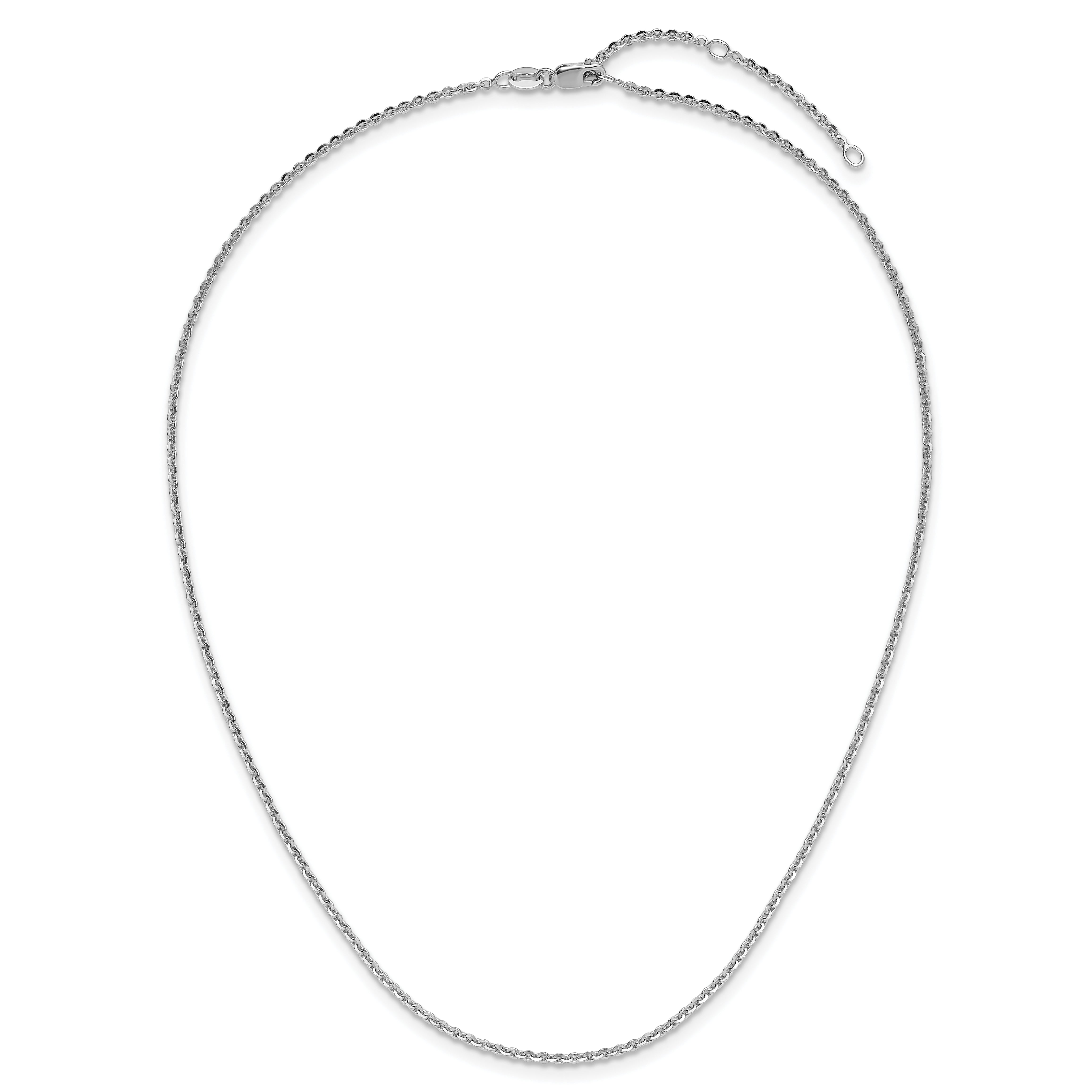 SS Rh-plate Polish/Dia-cut 1.8mm Cable 1in+1in Adjustable Chain