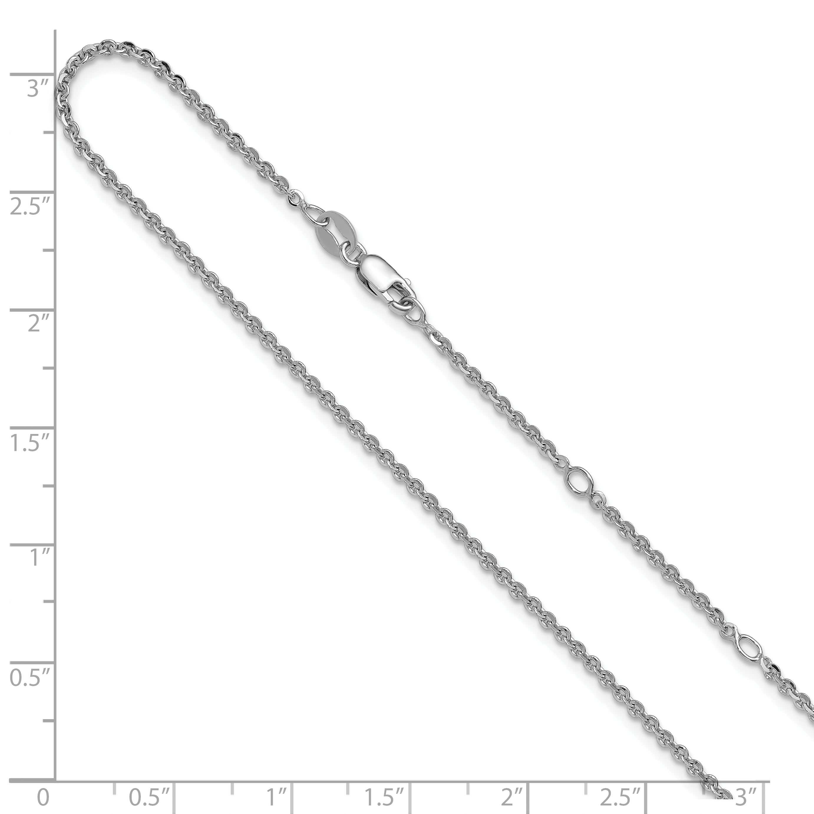 SS Rh-plate Polish/Dia-cut 1.8mm Cable 1in+1in Adjustable Chain