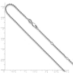 SS Rh-plate Polish/Dia-cut 1.8mm Cable 1in+1in Adjustable Chain