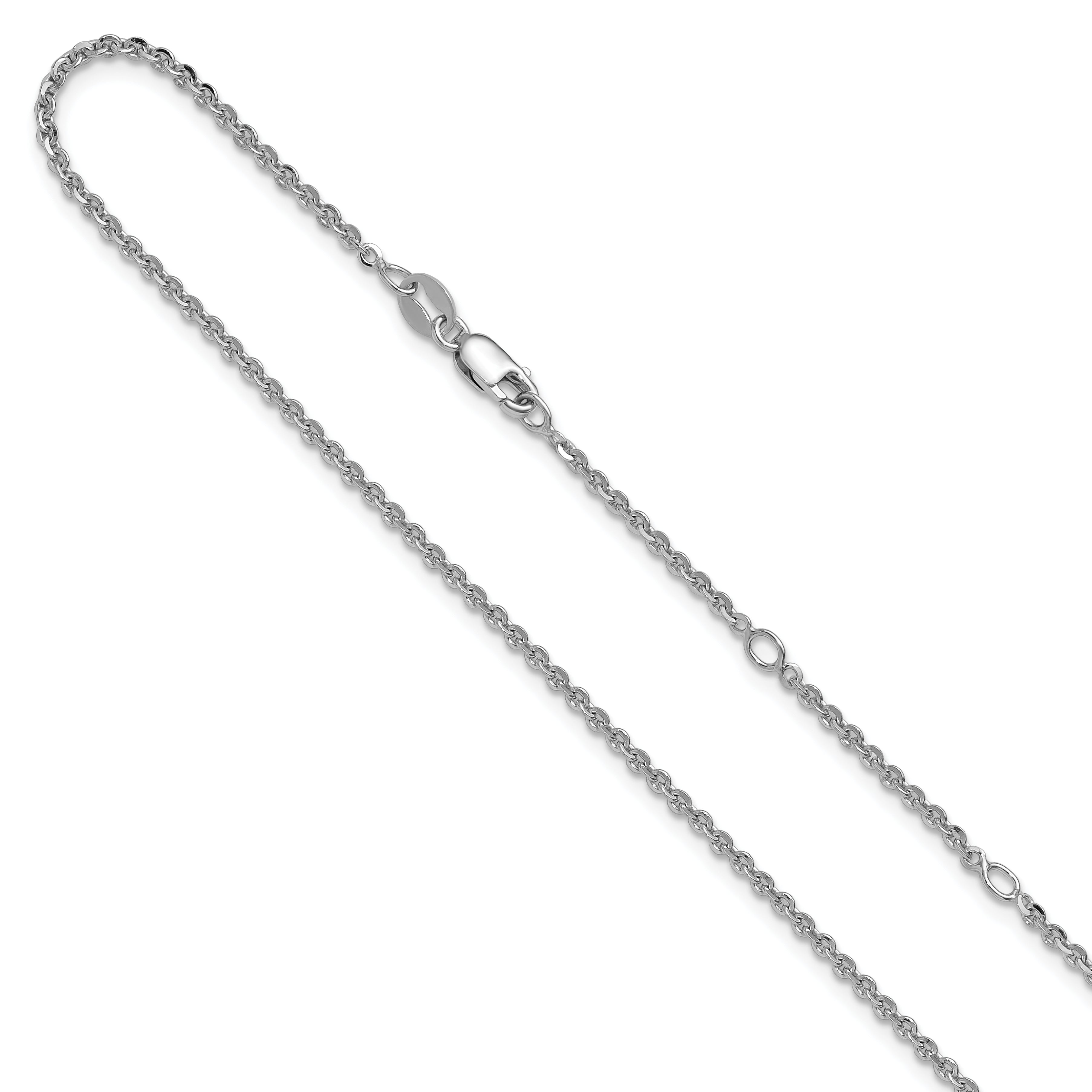 SS Rh-plate Polish/Dia-cut 1.8mm Cable 1in+1in Adjustable Chain Main image