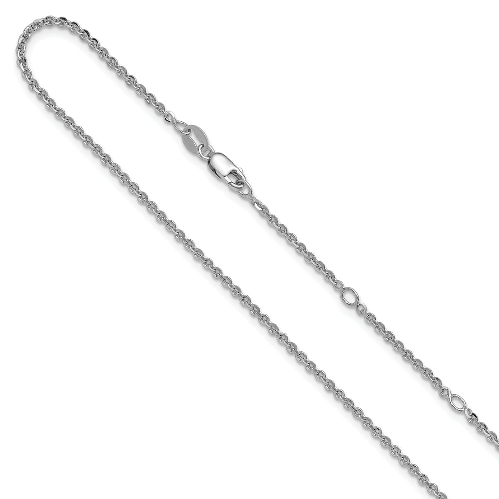SS Rh-plate Polish/Dia-cut 1.8mm Cable 1in+1in Adjustable Chain