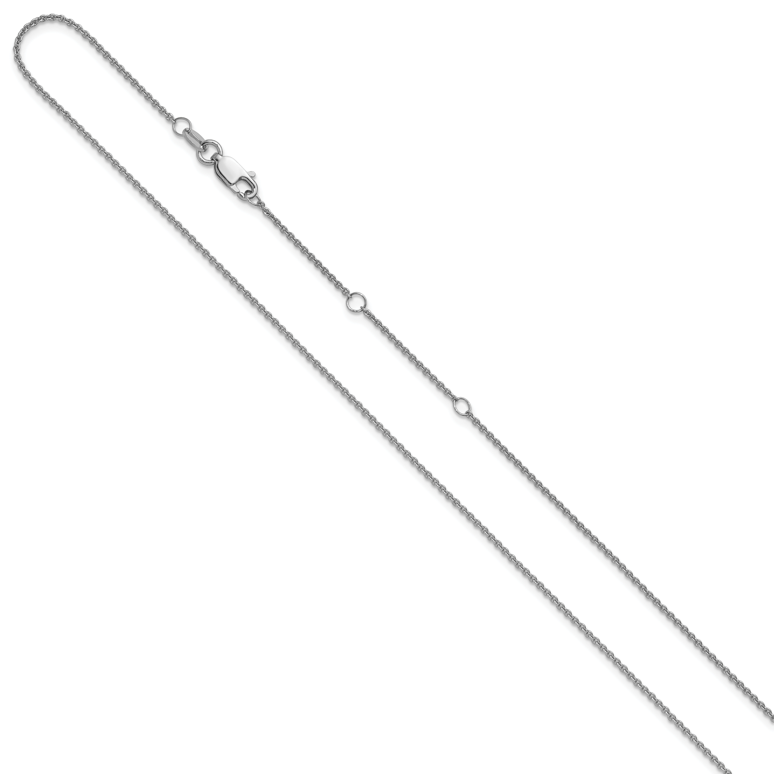Sterling Silver Rh-plated 1.35mm Rolo 1in+1in Adjustable Chain Secondary image