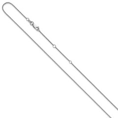 Sterling Silver Rh-plated 1.35mm Rolo 1in+1in Adjustable Chain
