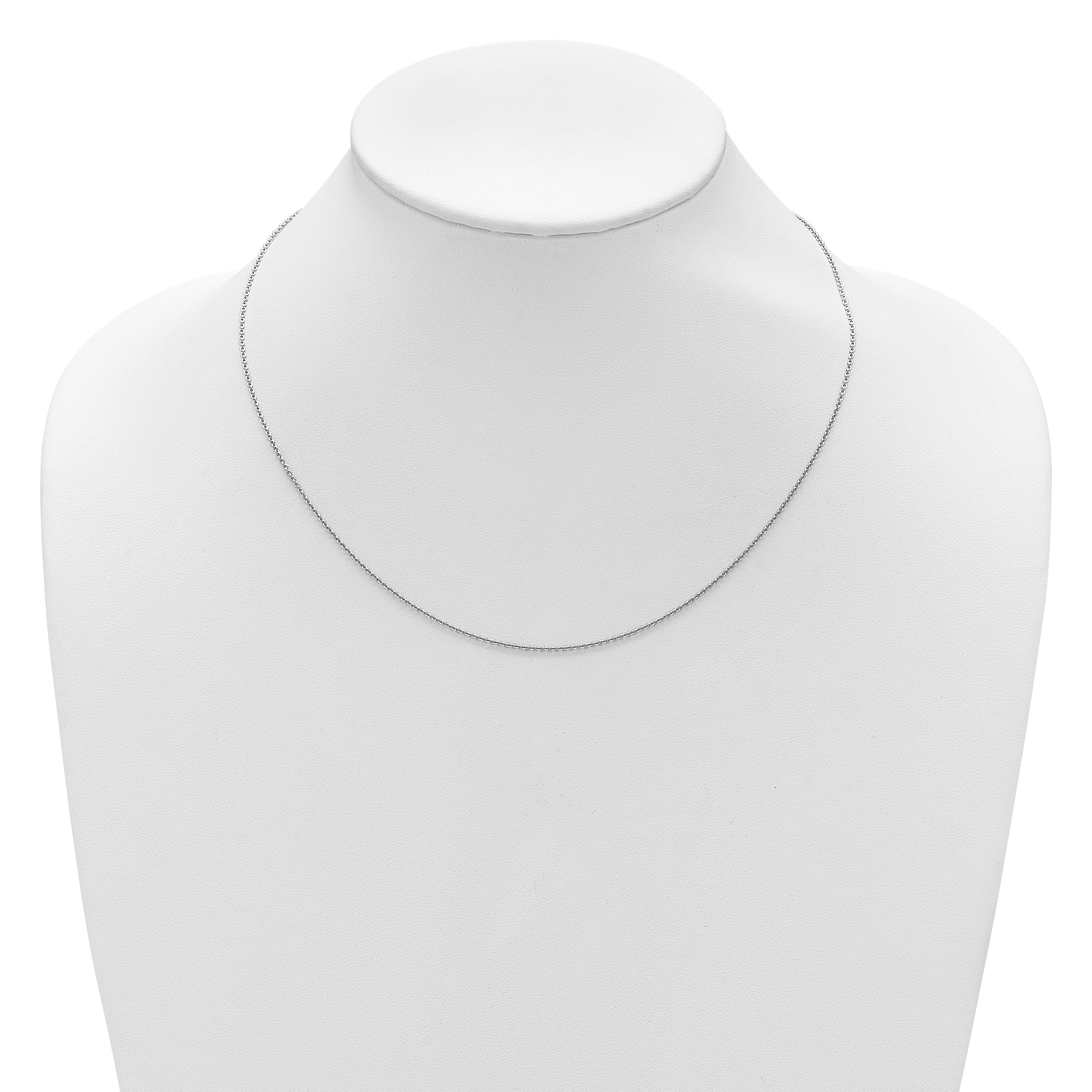 Sterling Silver Rh-plated 1.35mm Rolo 1in+1in Adjustable Chain