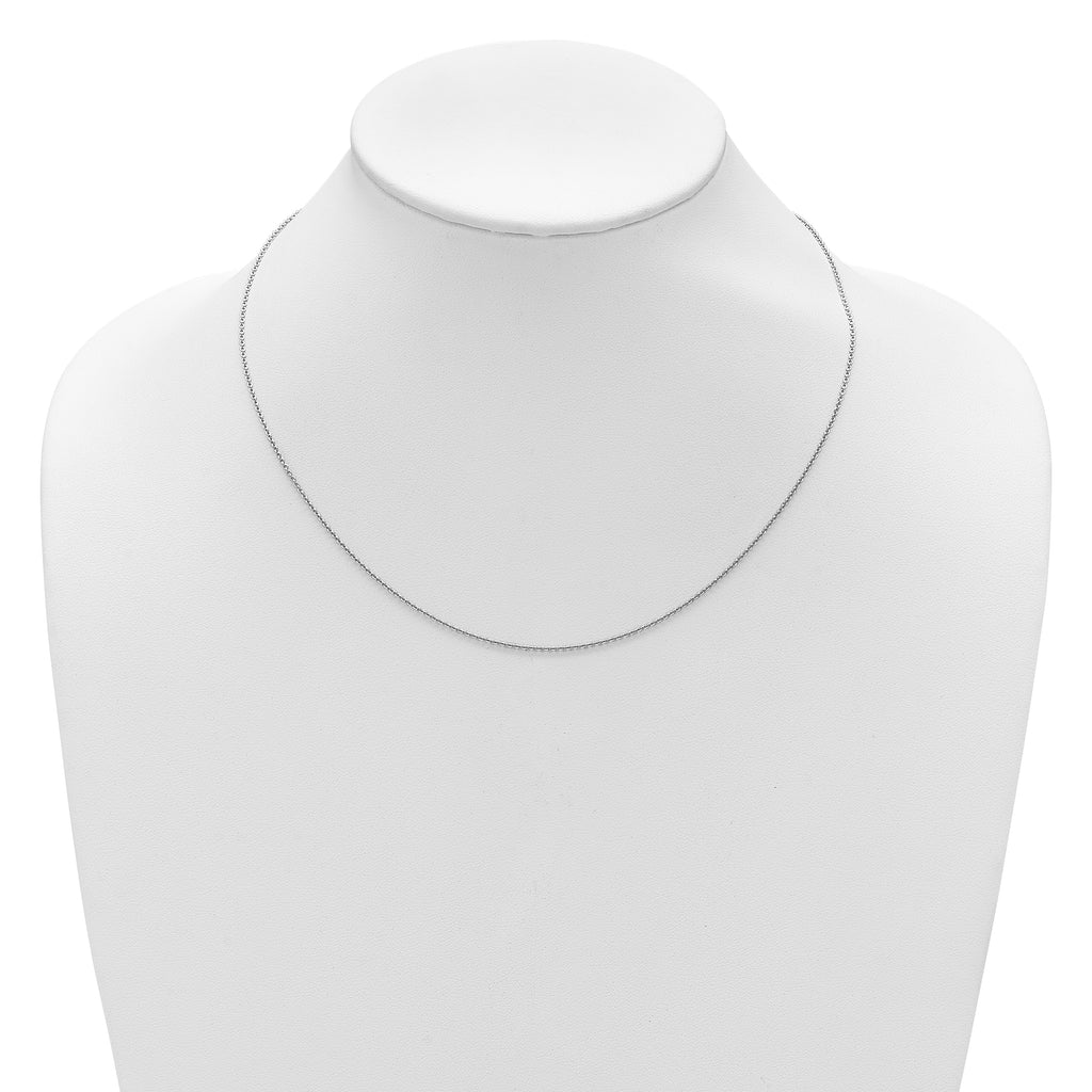 Sterling Silver Rh-plated 1.35mm Rolo 1in+1in Adjustable Chain