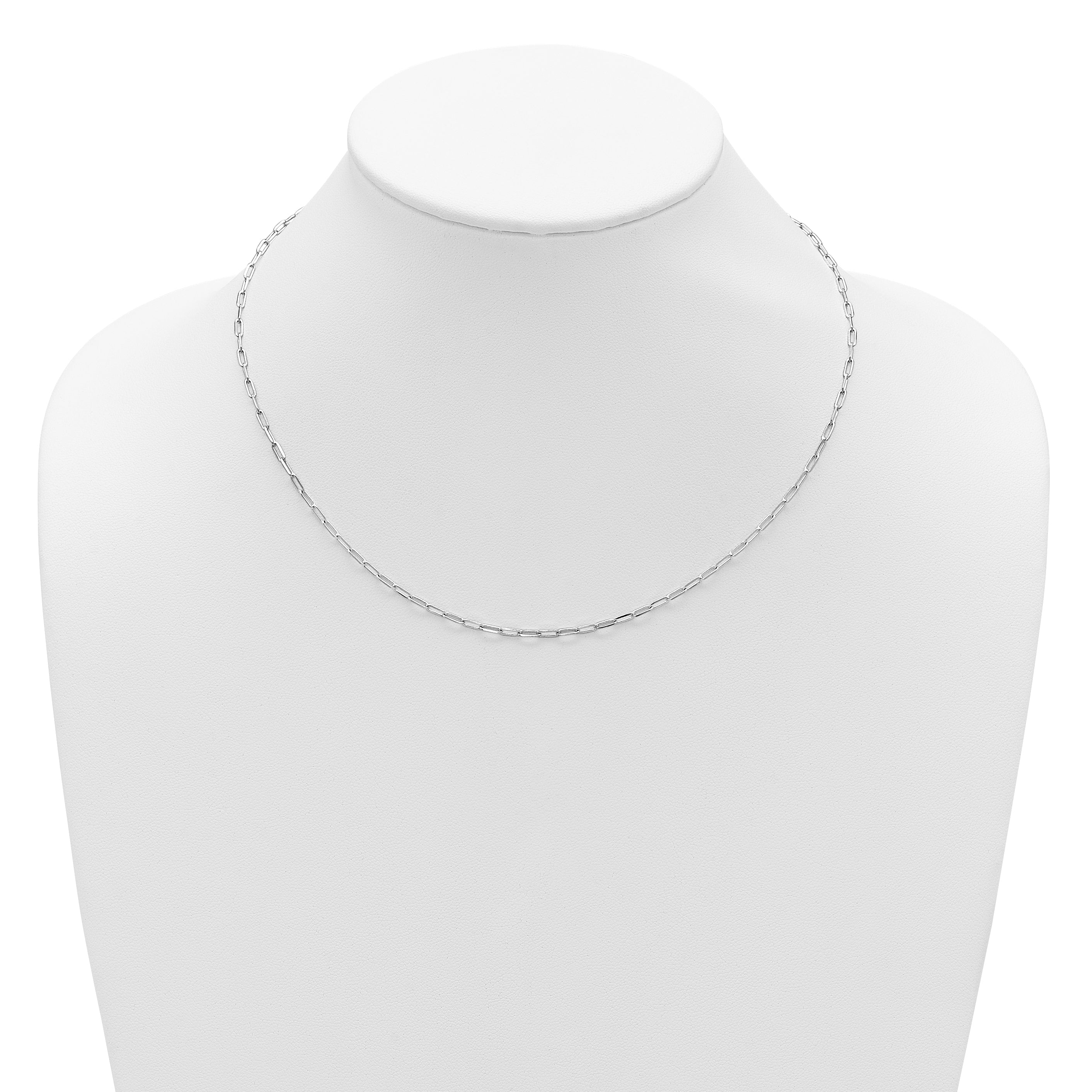 Sterling Silver RH-plt 2.3mm Paperclip 1in+1in Adjustable Chain