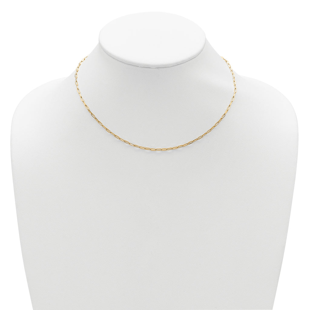 Sterling Silver Gold-plt 2.3mm Paperclip 1in+1in Adjustable Chain