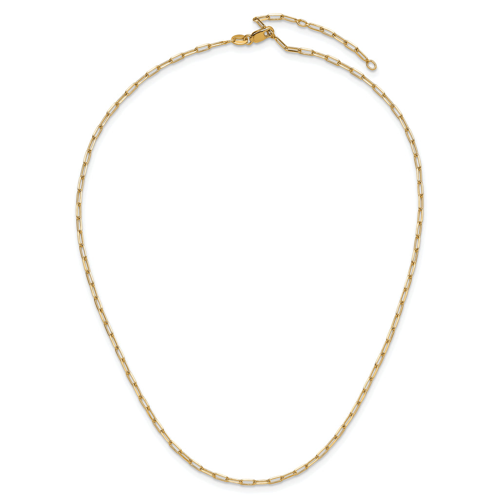 Sterling Silver Gold-plt 2.3mm Paperclip 1in+1in Adjustable Chain