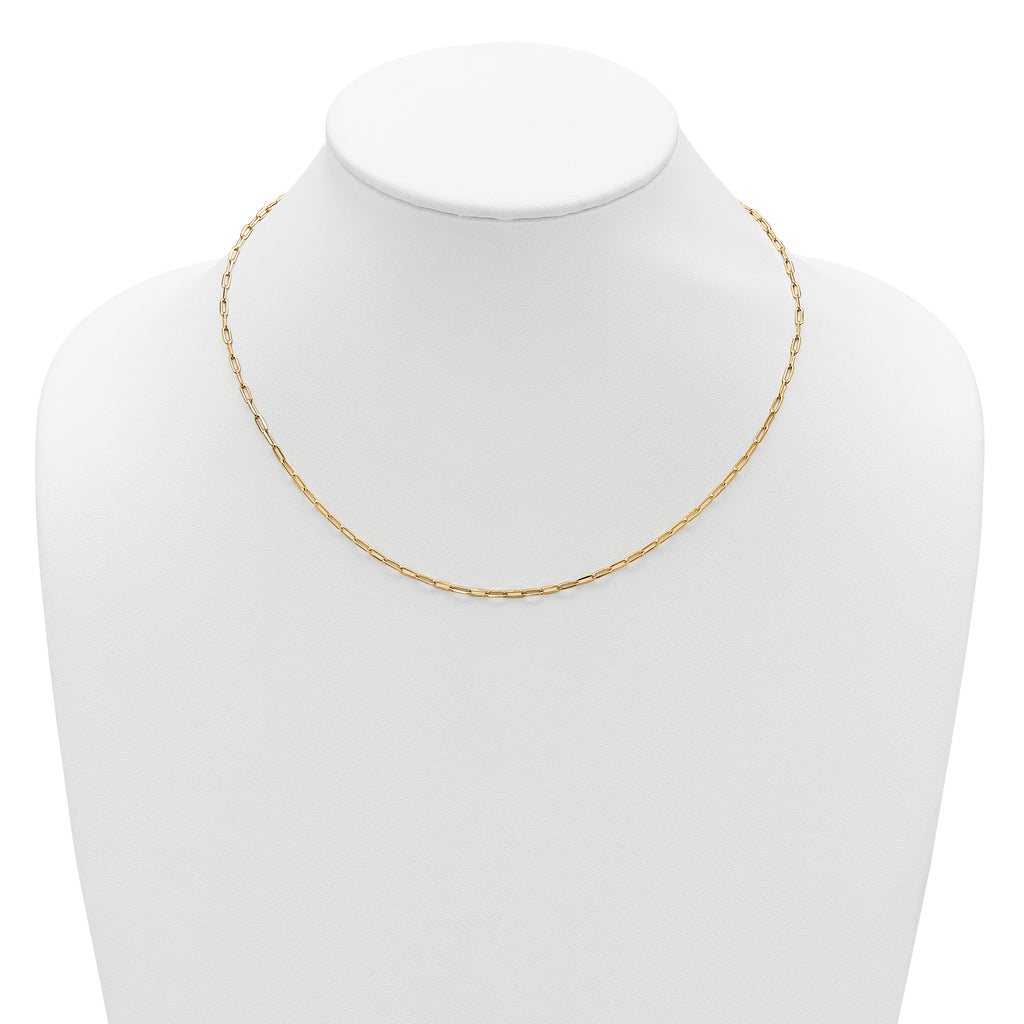 Sterling Silver Gold-plt 2.3mm Paperclip 1in+1in Adjustable Chain
