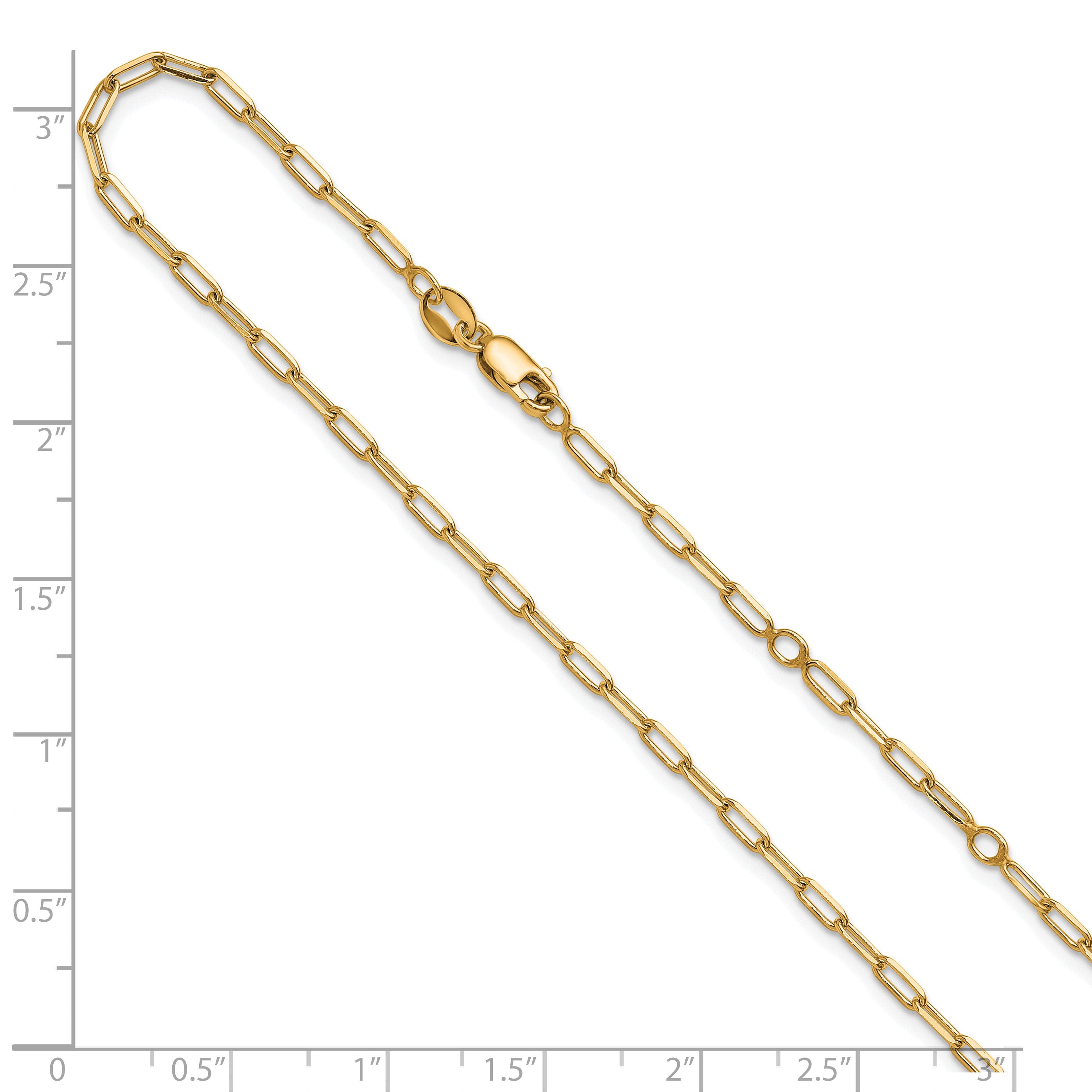 Sterling Silver Gold-plt 2.3mm Paperclip 1in+1in Adjustable Chain