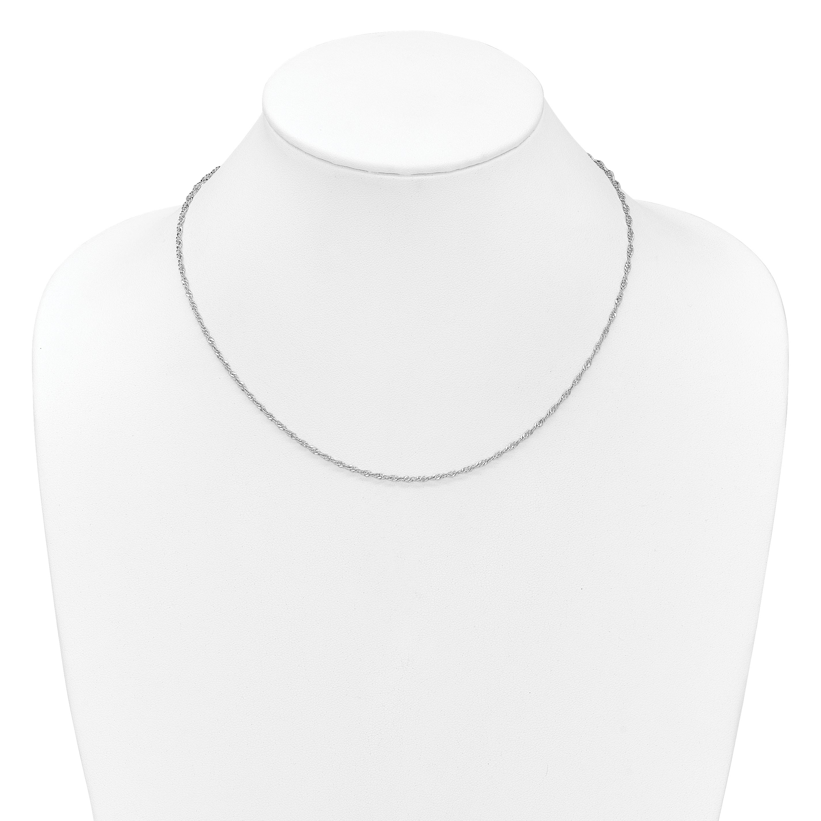 Sterling Silver Rh-plated 2mm Singapore 1in+1in Adjustable Chain