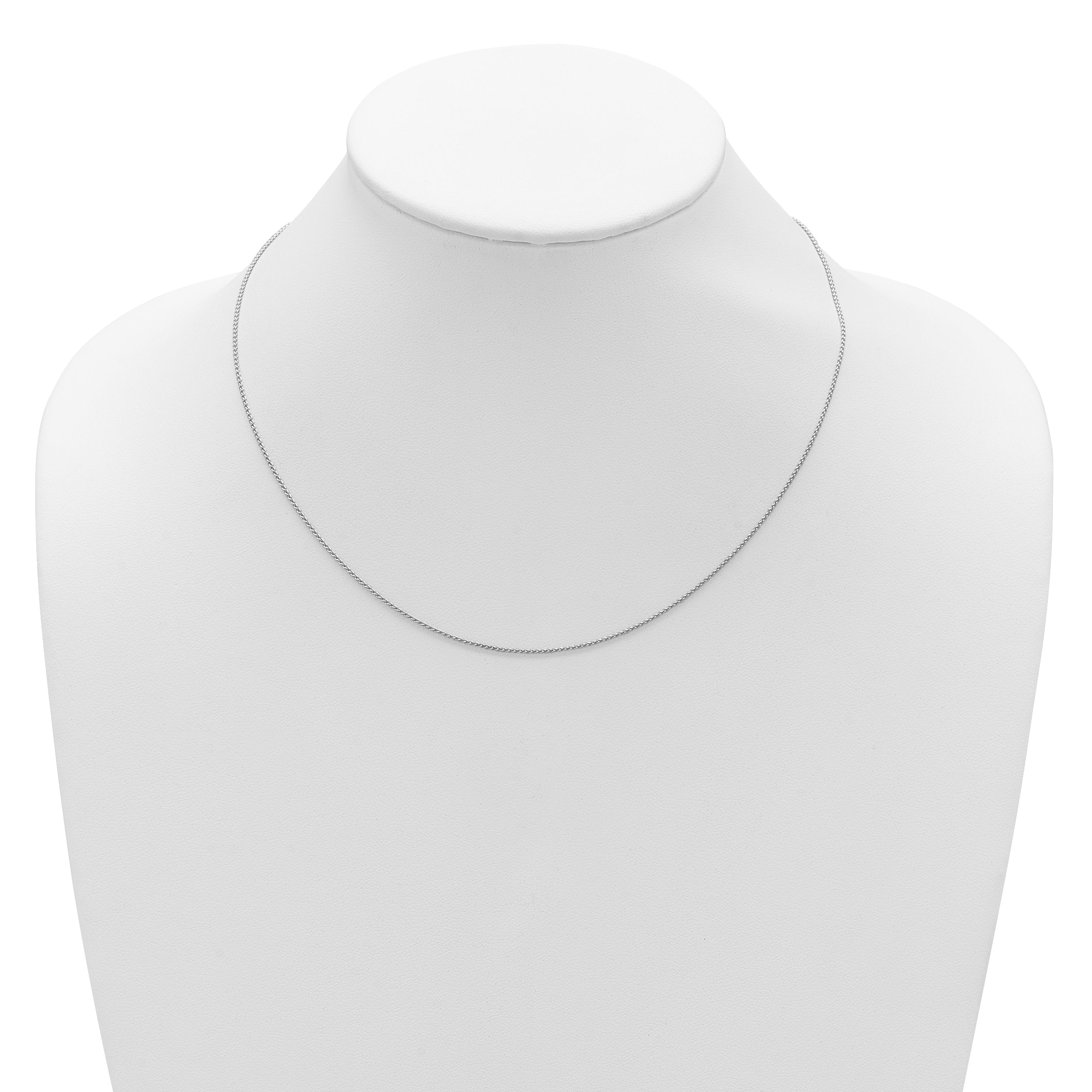Sterling Silver Rh-plated 1mm Spiga 1in+1in Adjustable Chain