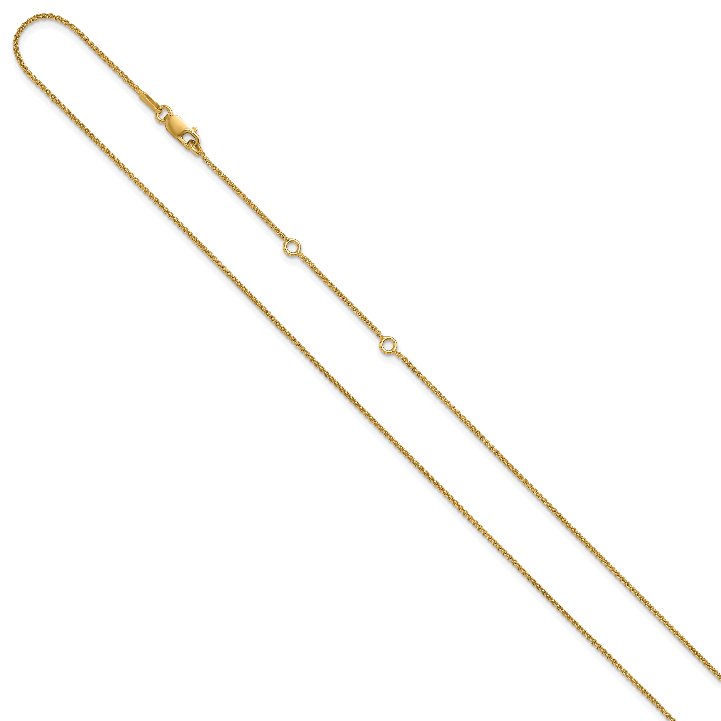 Sterling Silver Gold-plated 1mm Spiga 1in+1in Adjustable Chain Secondary image