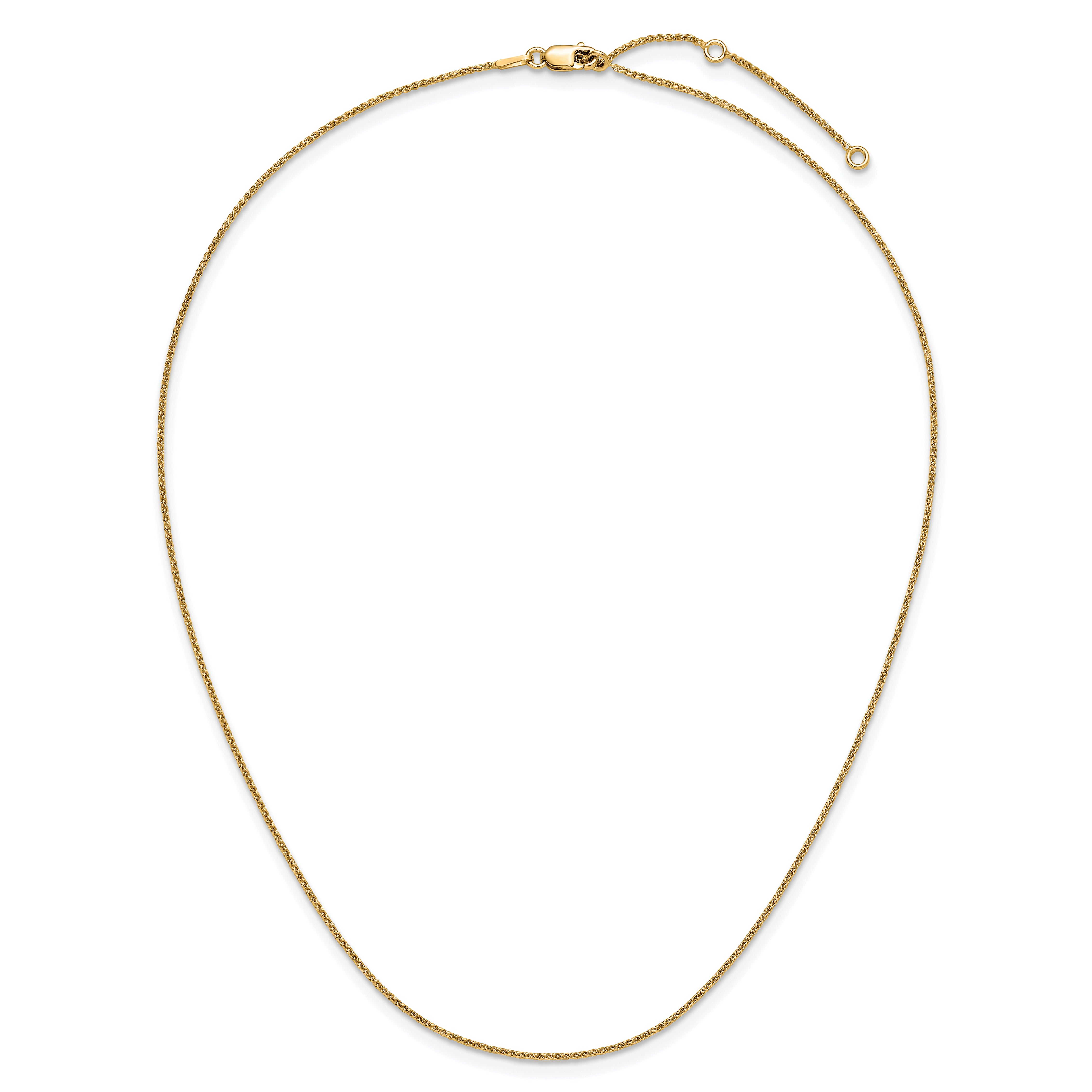 Sterling Silver Gold-plated 1mm Spiga 1in+1in Adjustable Chain