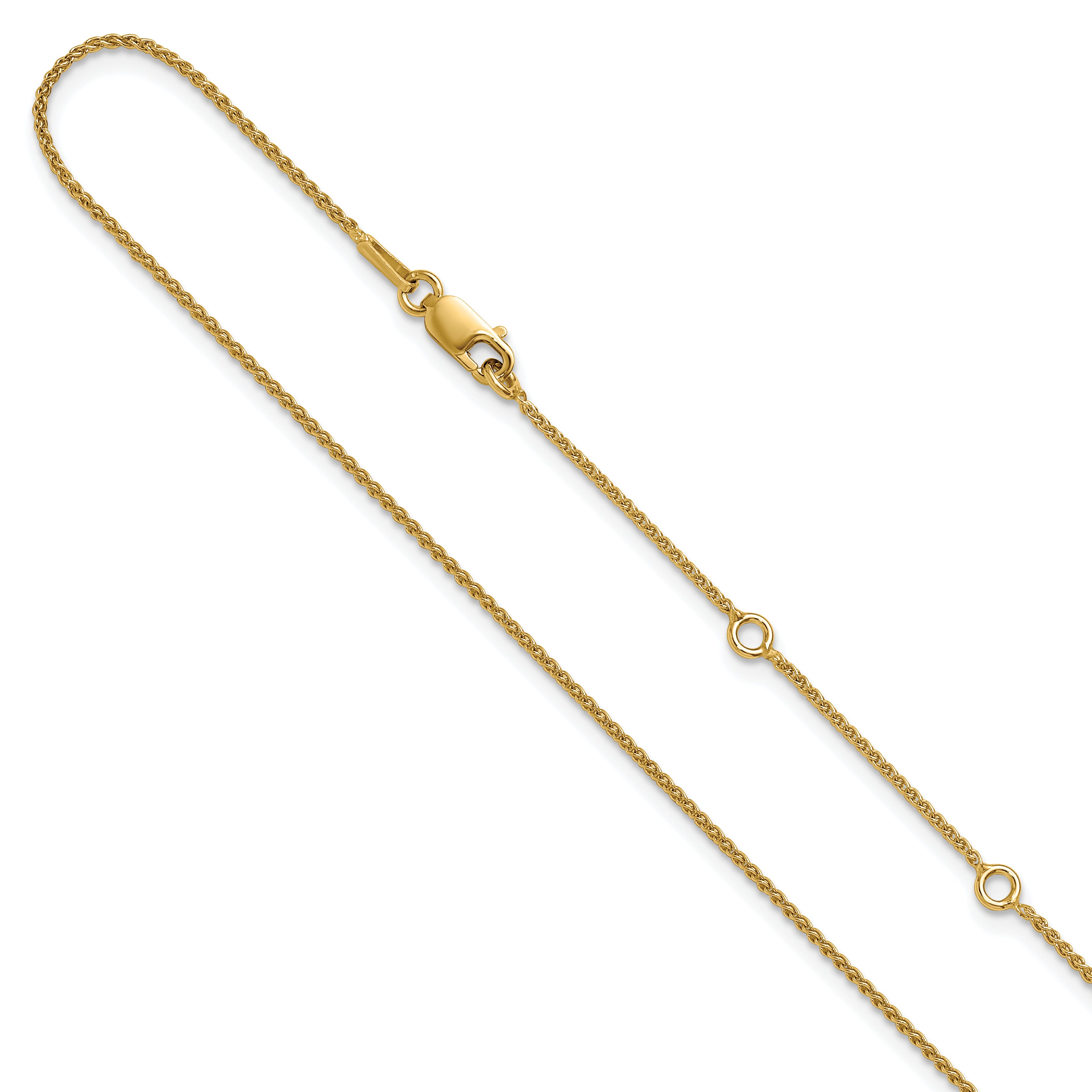 Sterling Silver Gold-plated 1mm Spiga 1in+1in Adjustable Chain Main image