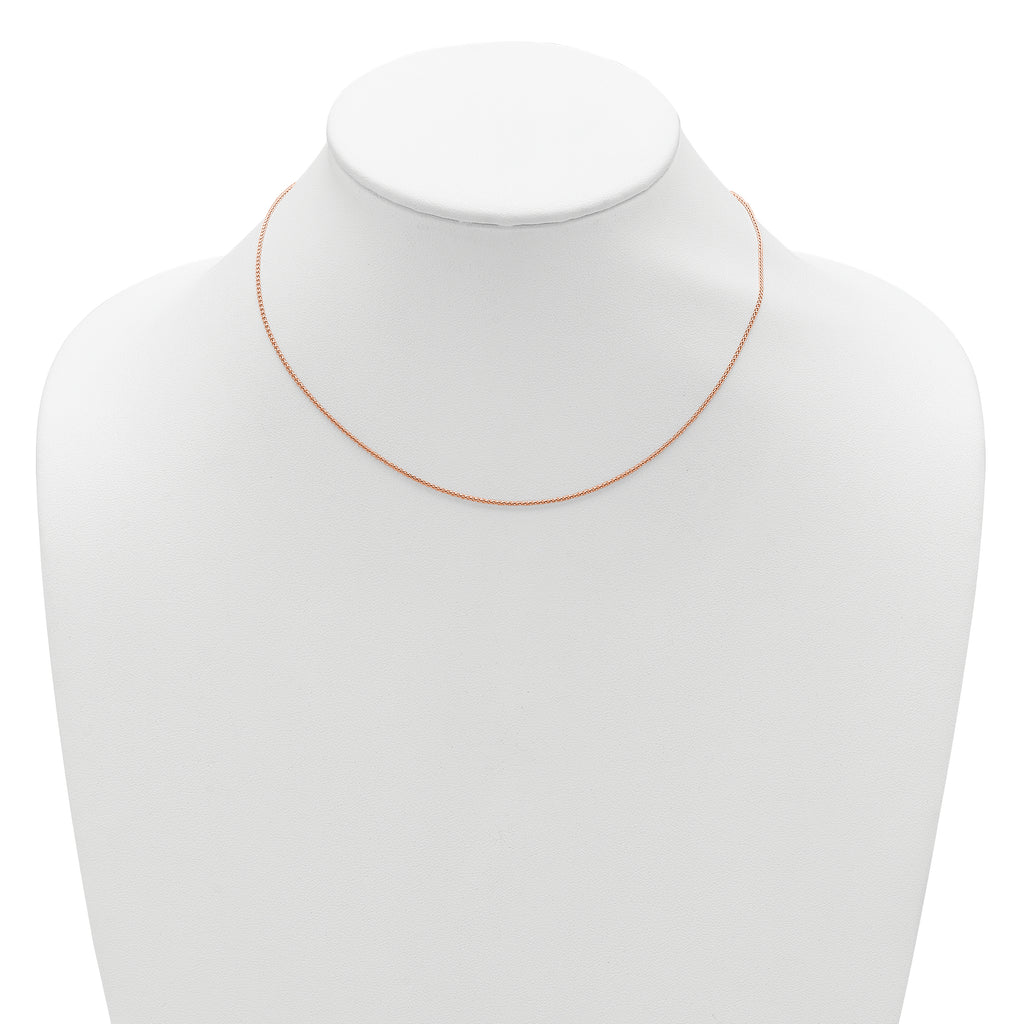 Sterling Silver Rose Gold-plated 1mm Spiga 1in+1in Adjustable Chai