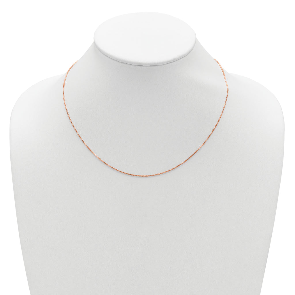 Sterling Silver Rose Gold-plated 1mm Spiga 1in+1in Adjustable Chai