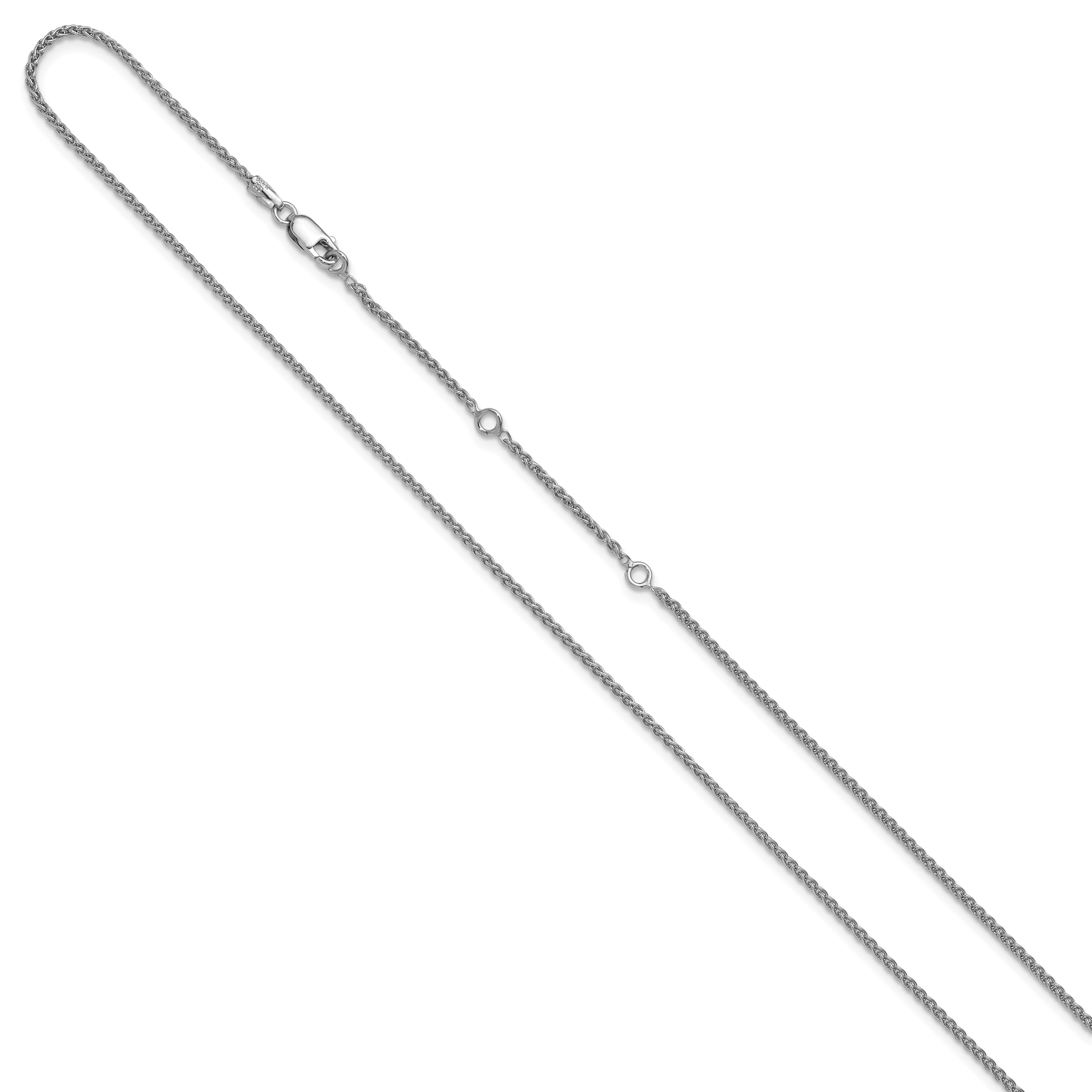 Sterling Silver Rh-plated 1.5mm Spiga 1in+1in Adjustable Chain Secondary image