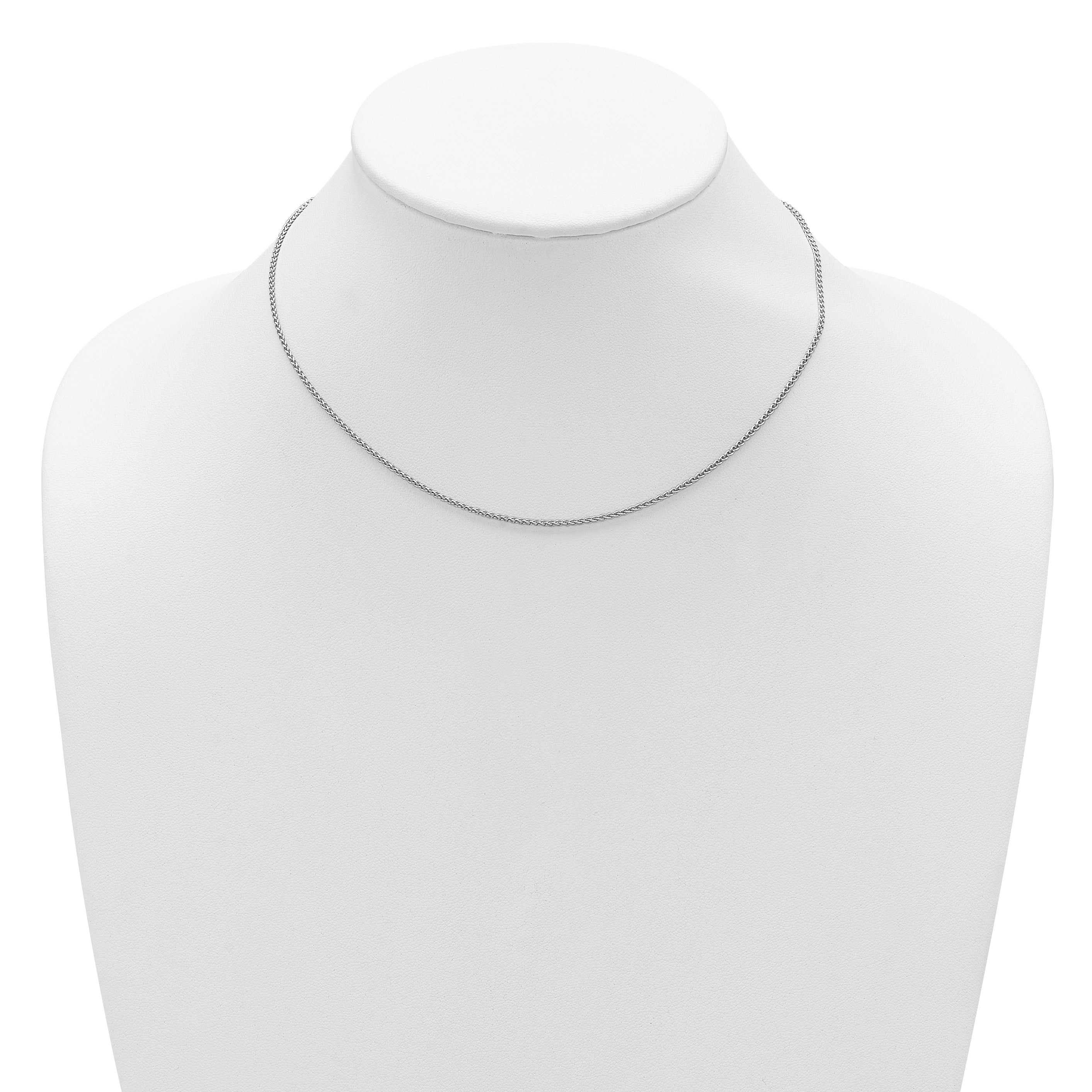 Sterling Silver Rh-plated 1.5mm Spiga 1in+1in Adjustable Chain