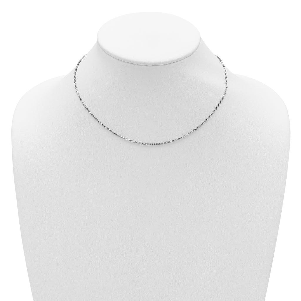Sterling Silver Rh-plated 1.5mm Spiga 1in+1in Adjustable Chain