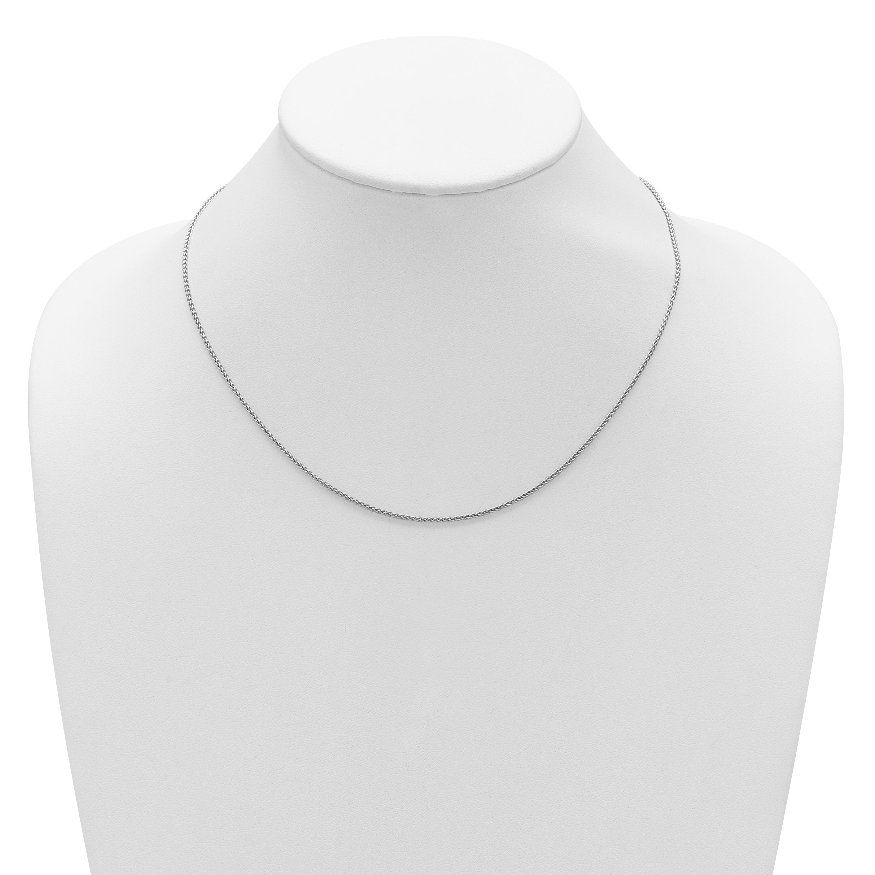 Sterling Silver Rh-plated 1.5mm Spiga 1in+1in Adjustable Chain