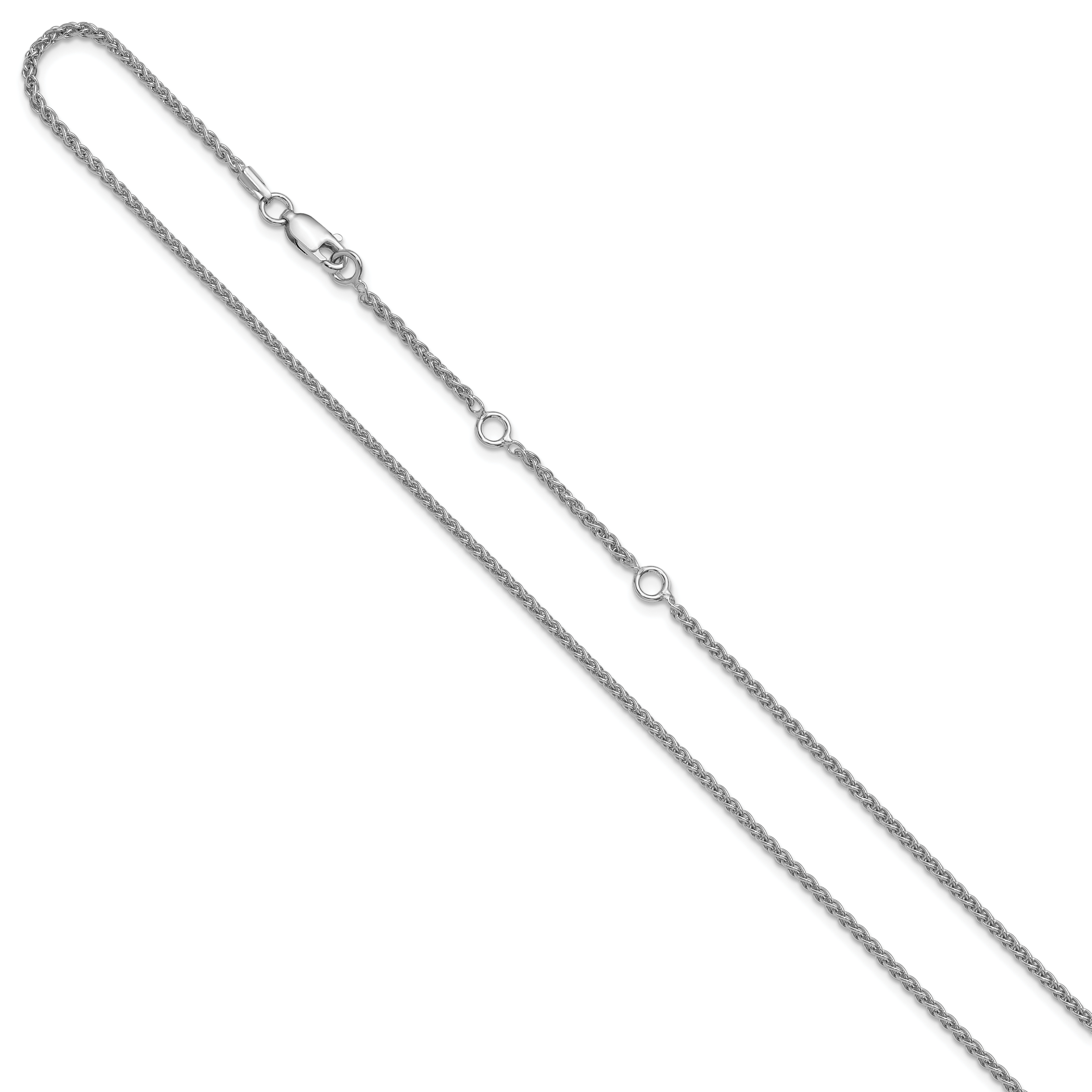 Sterling Silver Rh-plated 1.6mm Spiga 1in+1in Adjustable Chain Secondary image