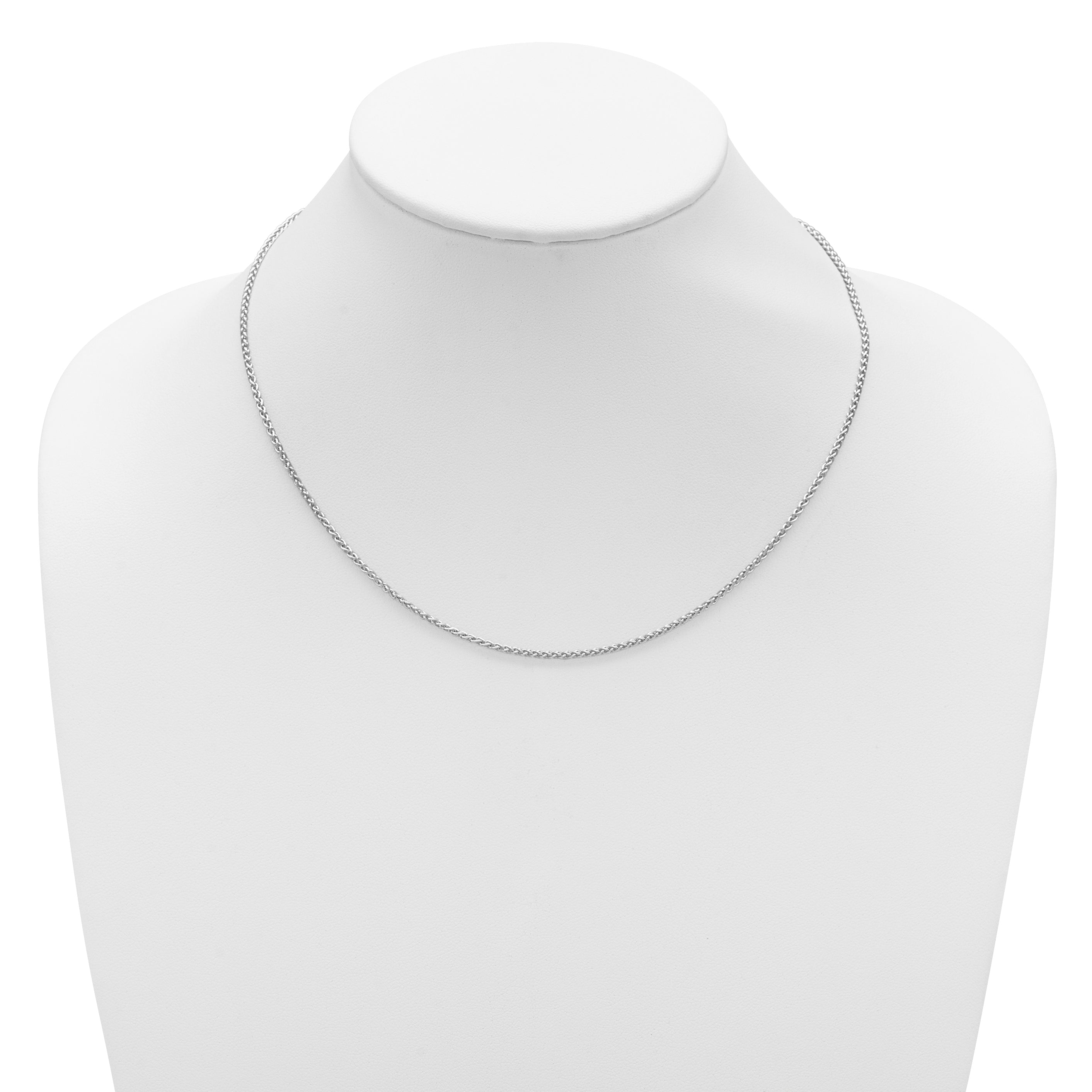 Sterling Silver Rh-plated 1.6mm Spiga 1in+1in Adjustable Chain