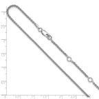 Sterling Silver Rh-plated 1.6mm Spiga 1in+1in Adjustable Chain