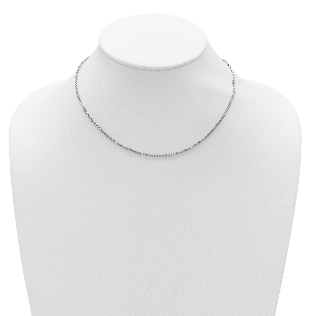 Sterling Silver Rh-plated 1.9mm Spiga 1in+1in Adjustable Chain