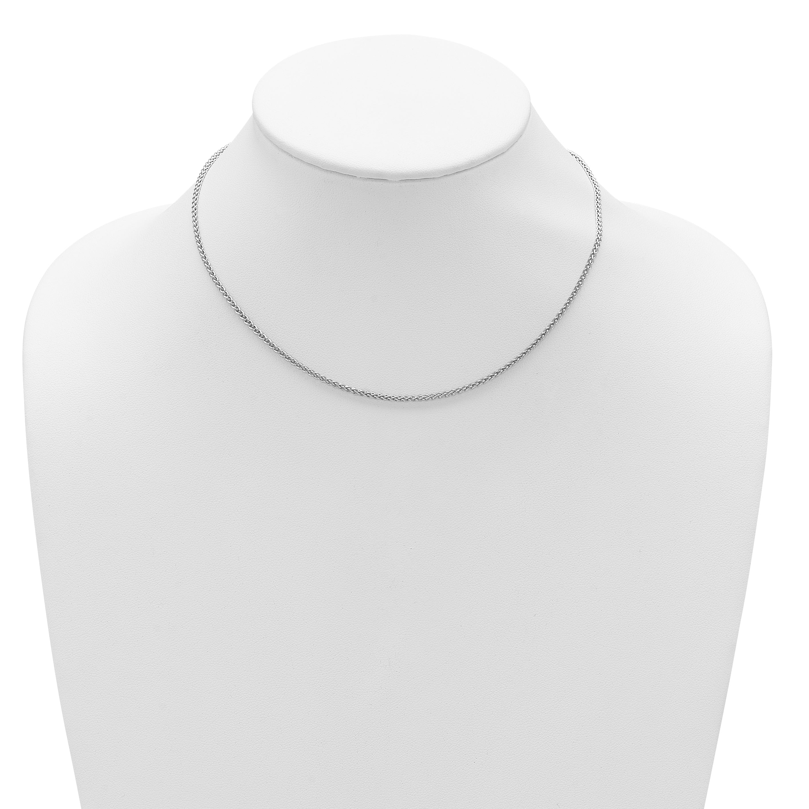 Sterling Silver Rh-plated 1.9mm Spiga 1in+1in Adjustable Chain