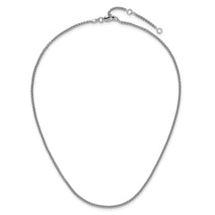 Sterling Silver Rh-plated 1.9mm Spiga 1in+1in Adjustable Chain
