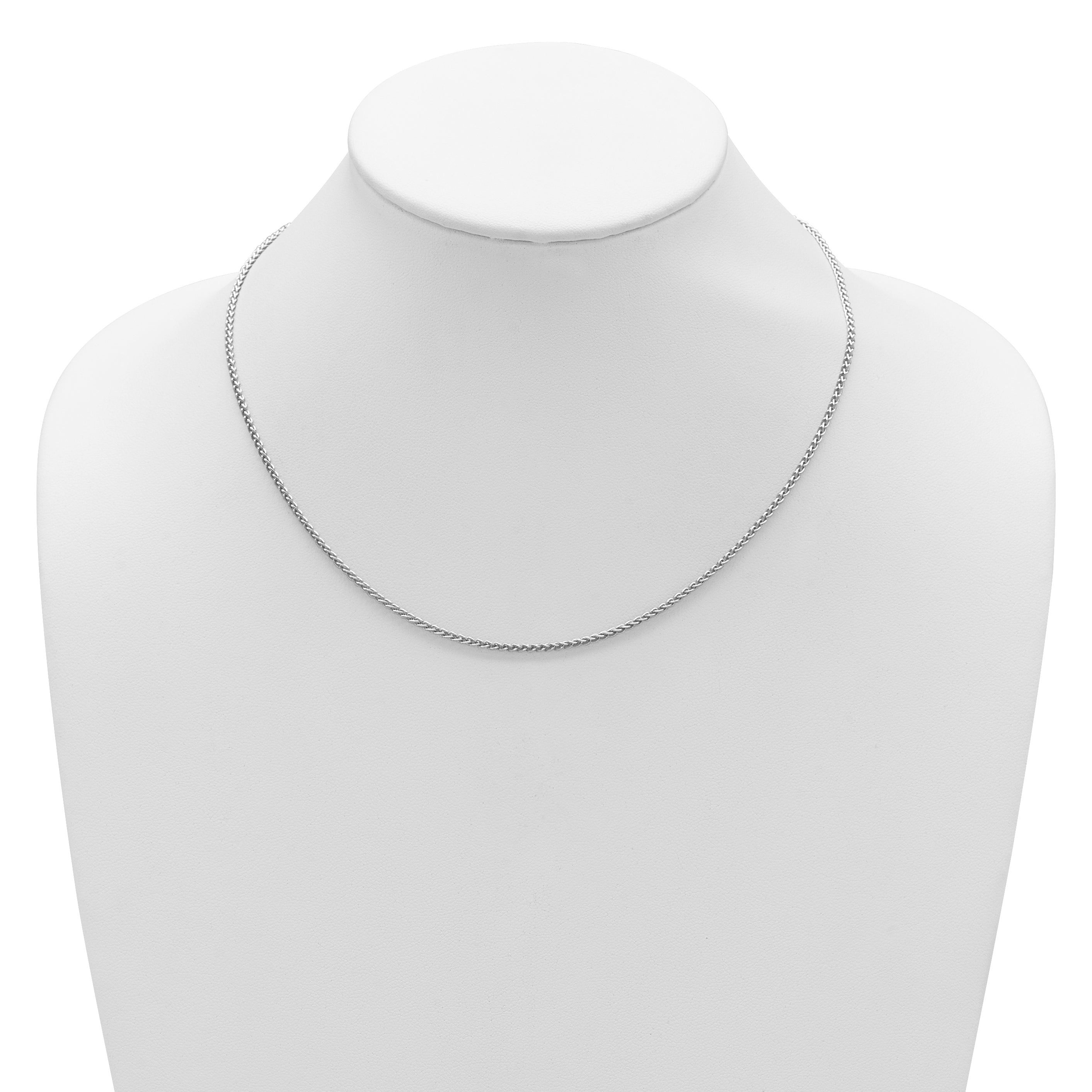 Sterling Silver Rh-plated 1.9mm Spiga 1in+1in Adjustable Chain