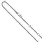 Sterling Silver Rh-plated 1.9mm Spiga 1in+1in Adjustable Chain