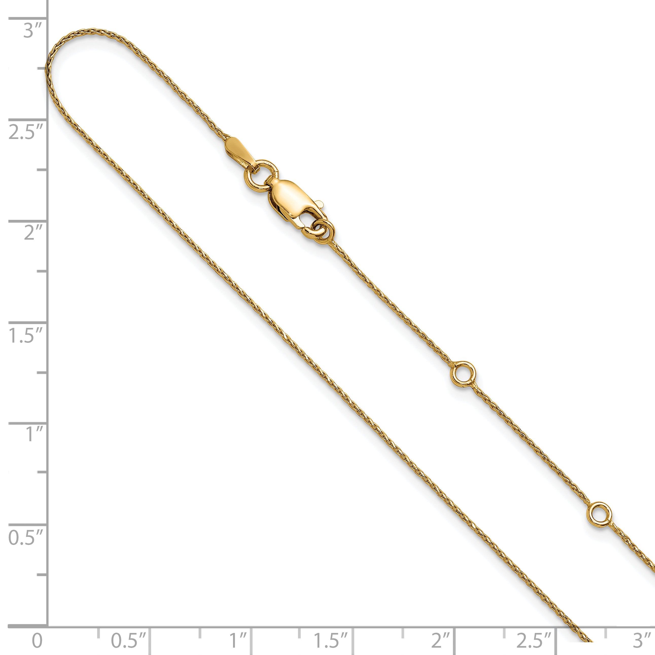Sterling Silver Gold-plated .85mm D/C Spiga 1in+1in Adjustable Cha