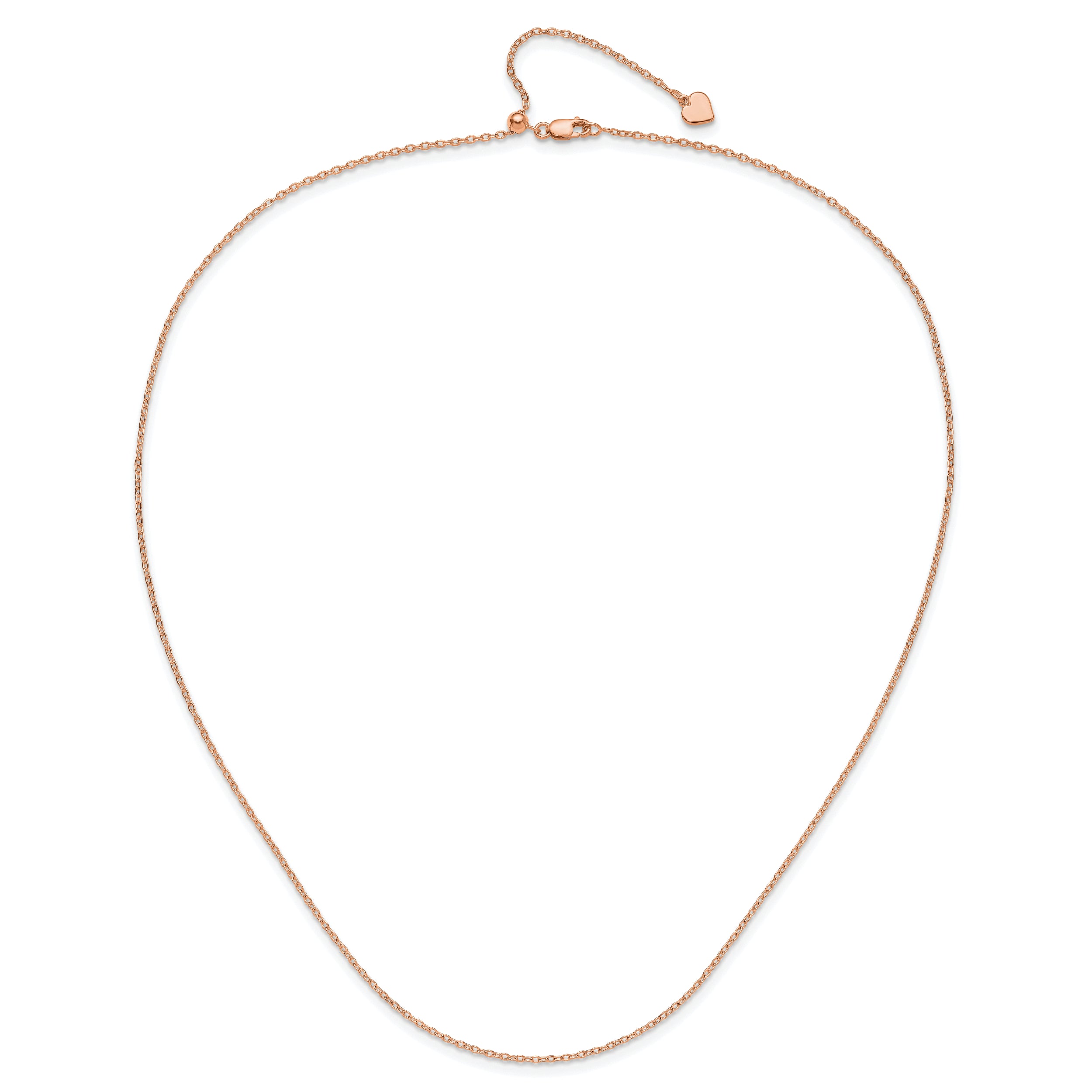 Sterling Silver Rose Gold-plated Adjustable 1.4mm Cable Chain