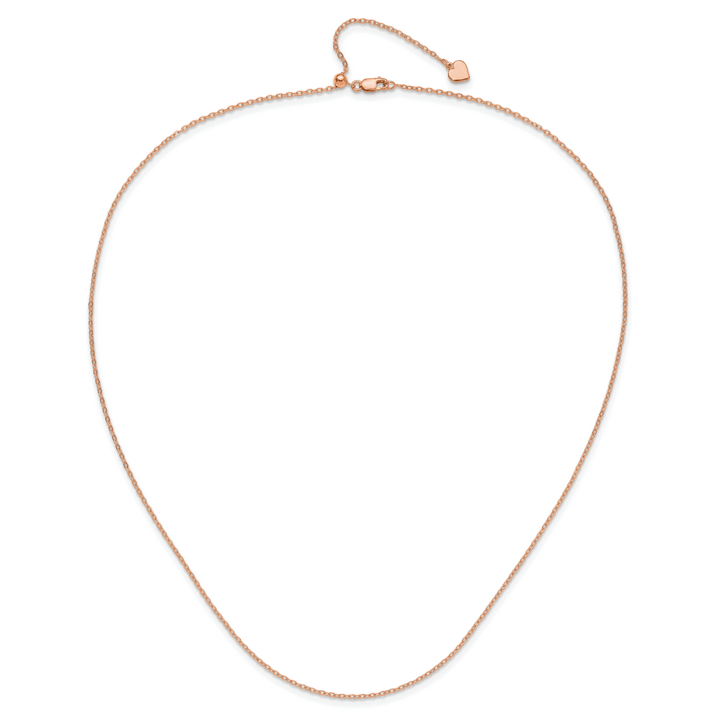 Sterling Silver Rose Gold-plated Adjustable 1.4mm Cable Chain