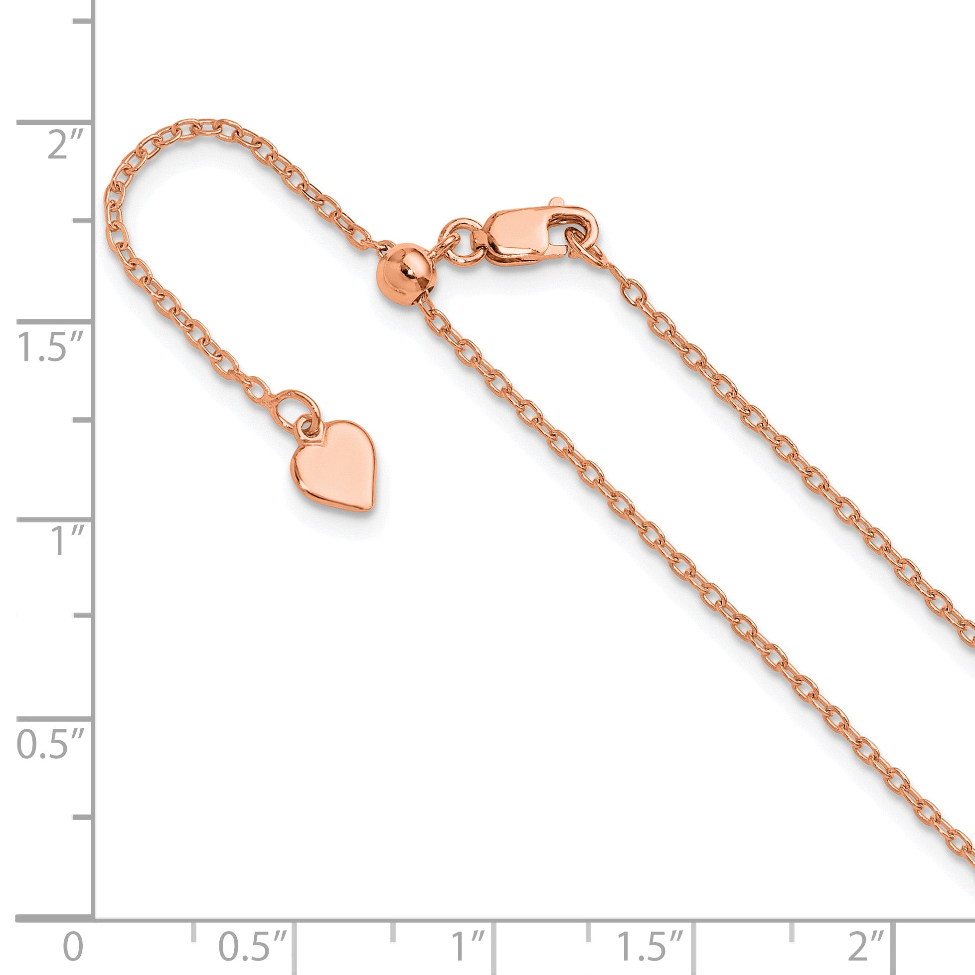 Sterling Silver Rose Gold-plated Adjustable 1.4mm Cable Chain