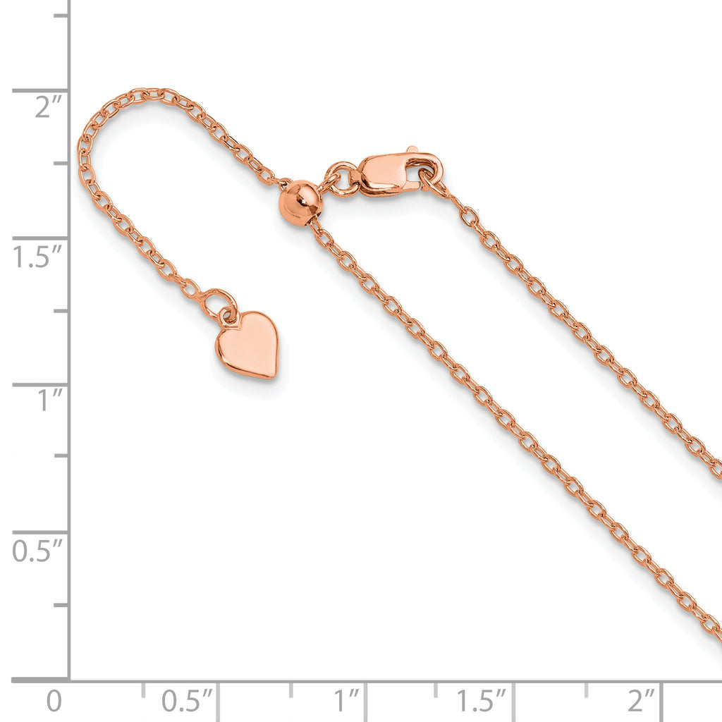 Sterling Silver Rose Gold-plated Adjustable 1.4mm Cable Chain
