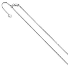 Sterling Silver RH-plated Adjustable 1.4mm D/C Rope Chain