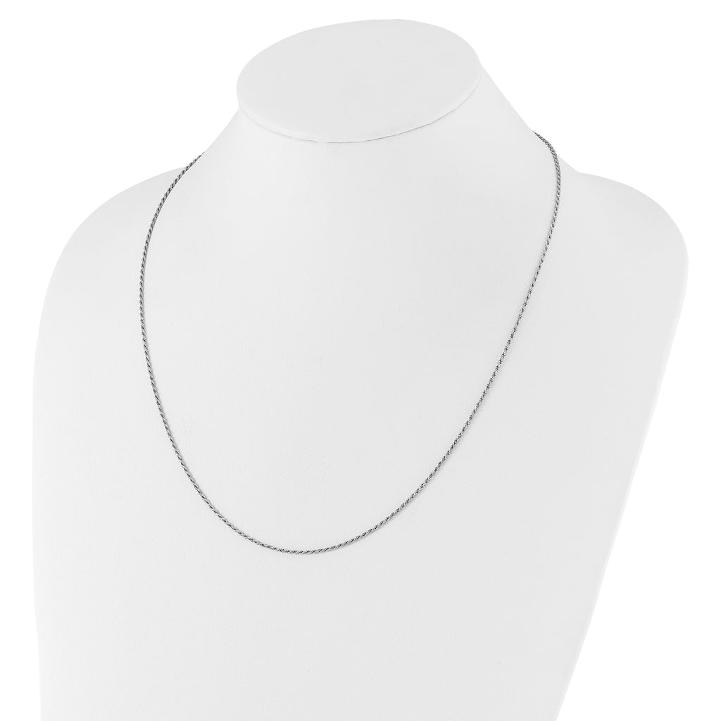 Sterling Silver RH-plated Adjustable 1.4mm D/C Rope Chain