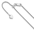 Sterling Silver RH-plated Adjustable 1.4mm D/C Rope Chain