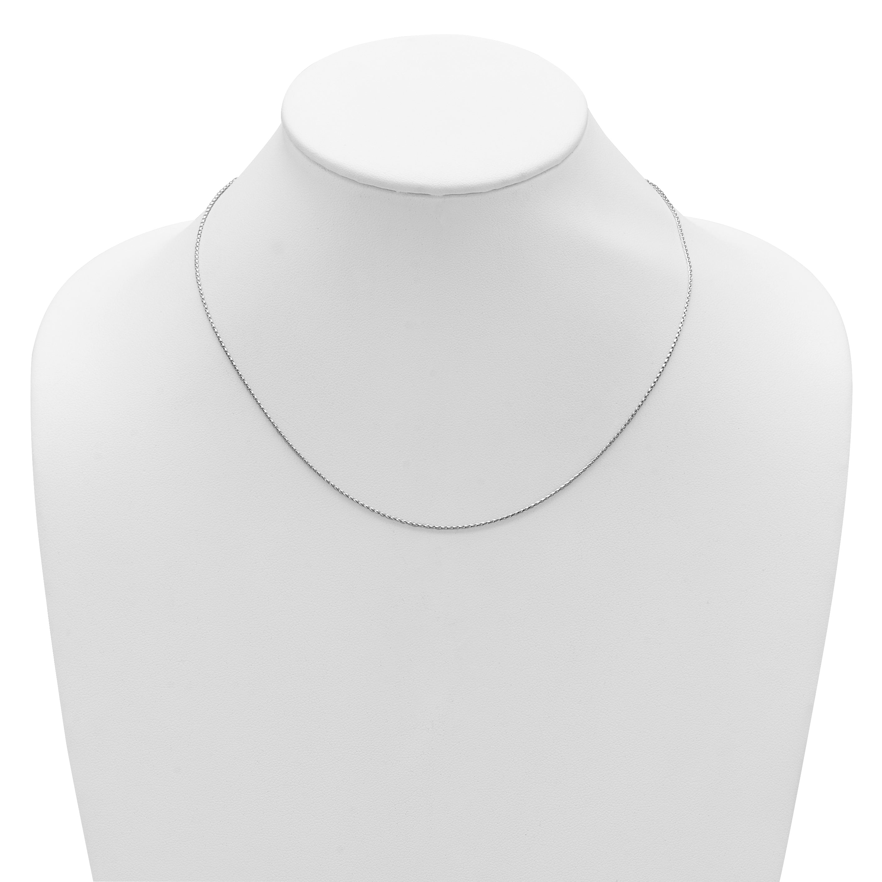 Sterling Silver RH-plt 1mm D/C Spiga 1in+1in Adjustable Chain