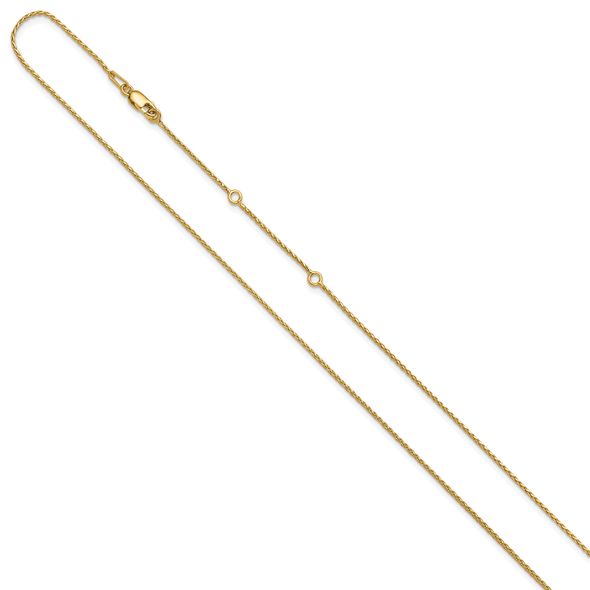 Sterling Silver Gold-plated 1mm D/C Spiga 1in+1in Adjustable Chain Secondary image