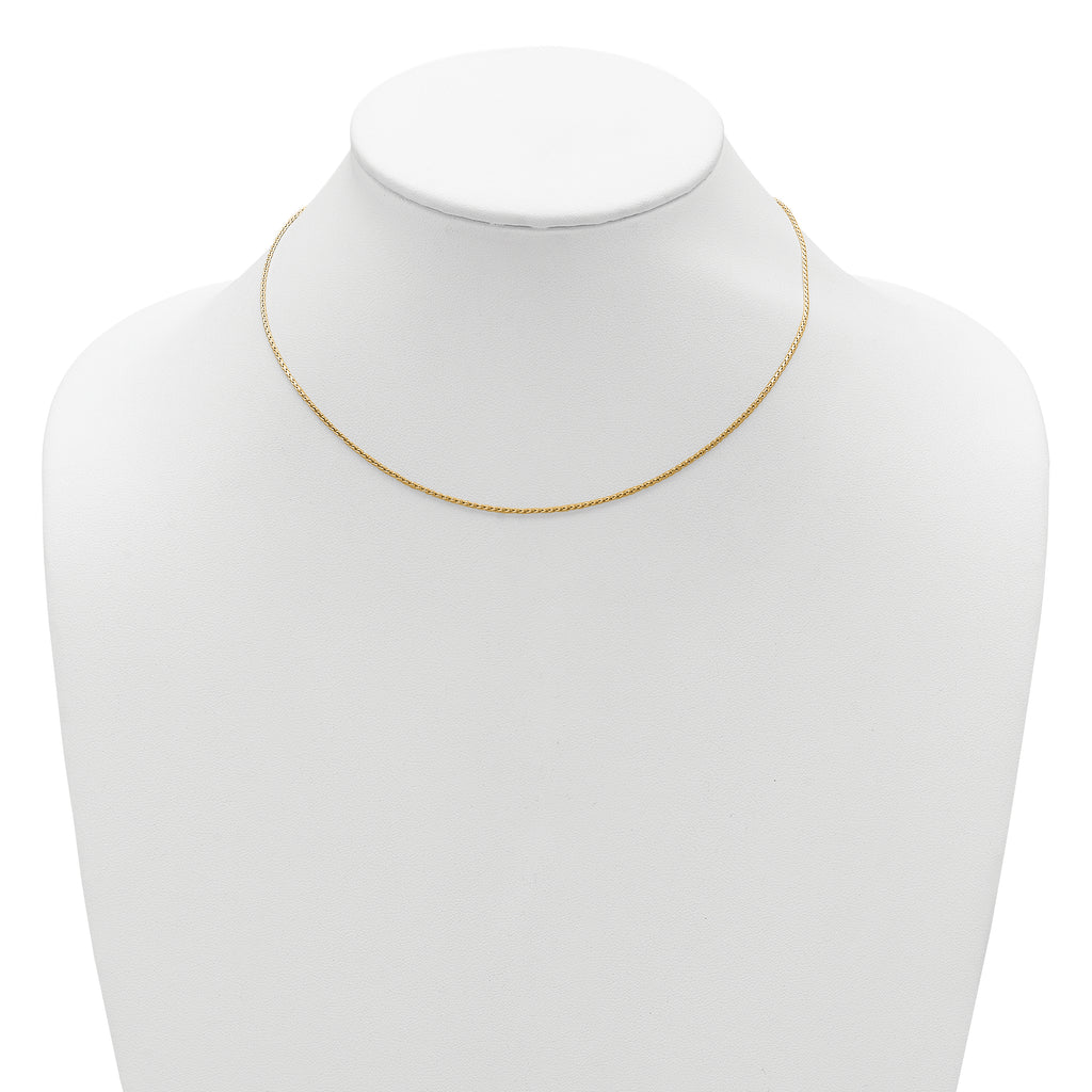 Sterling Silver Gold-plated 1mm D/C Spiga 1in+1in Adjustable Chain