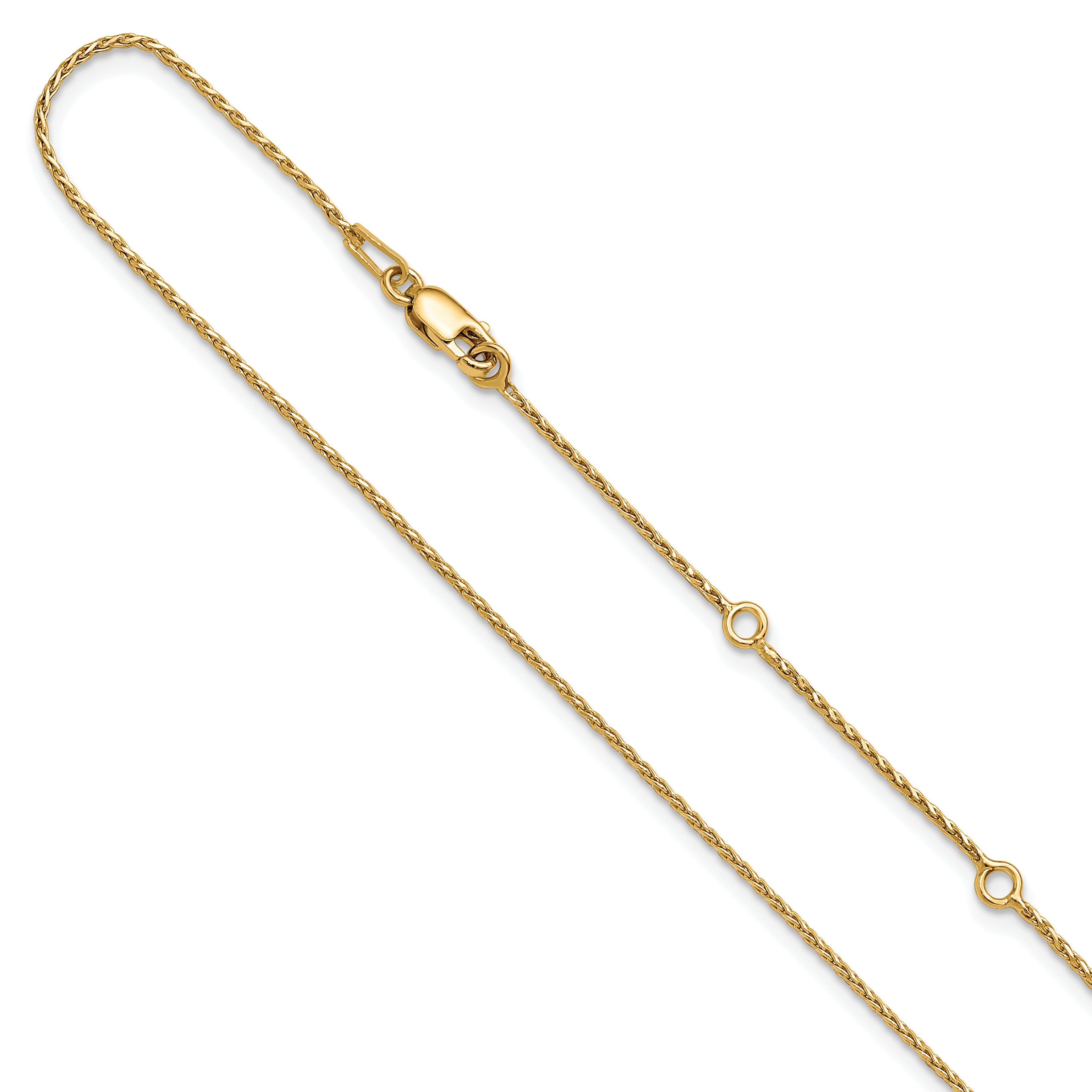 Sterling Silver Gold-plated 1mm D/C Spiga 1in+1in Adjustable Chain Main image