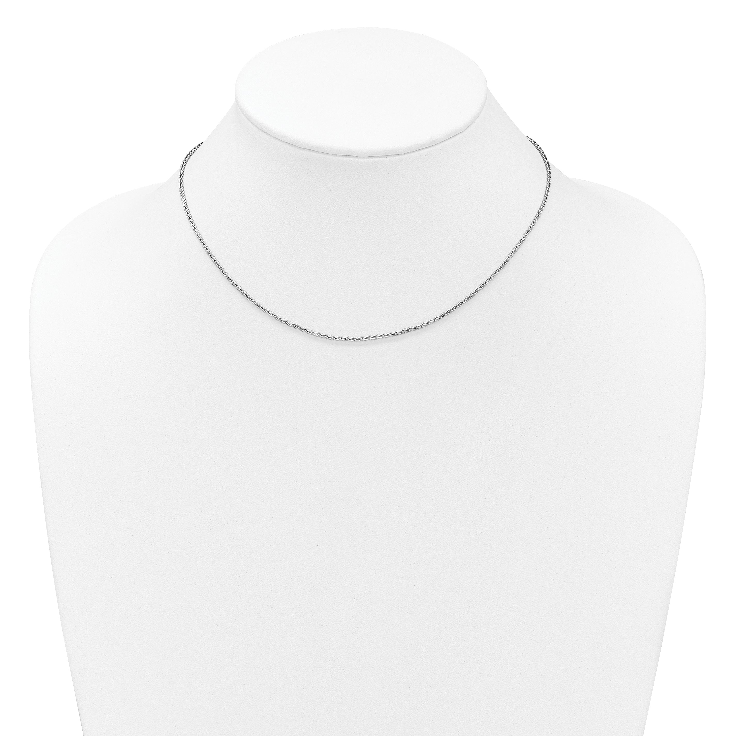 Sterling Silver RH-plt 1.6mm D/C Spiga 1in+1in Adjustable Chain