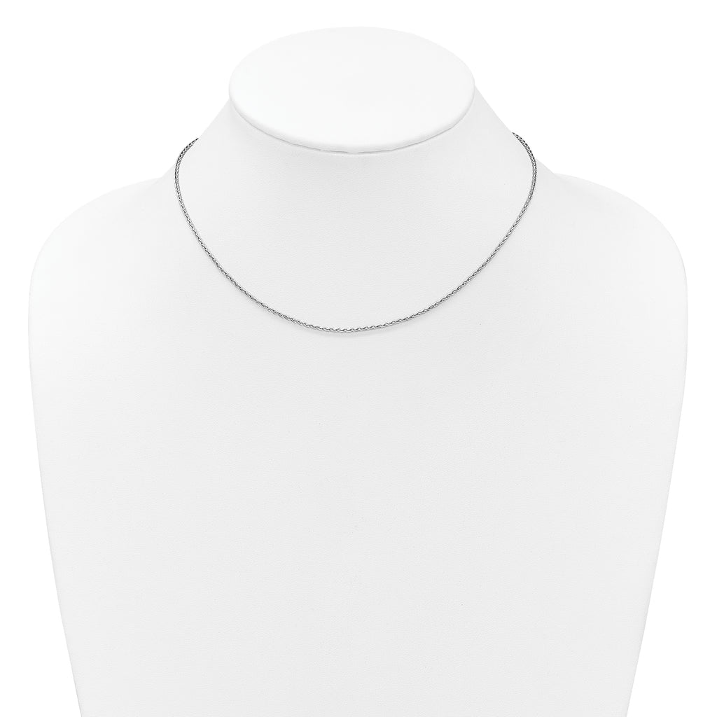Sterling Silver RH-plt 1.6mm D/C Spiga 1in+1in Adjustable Chain